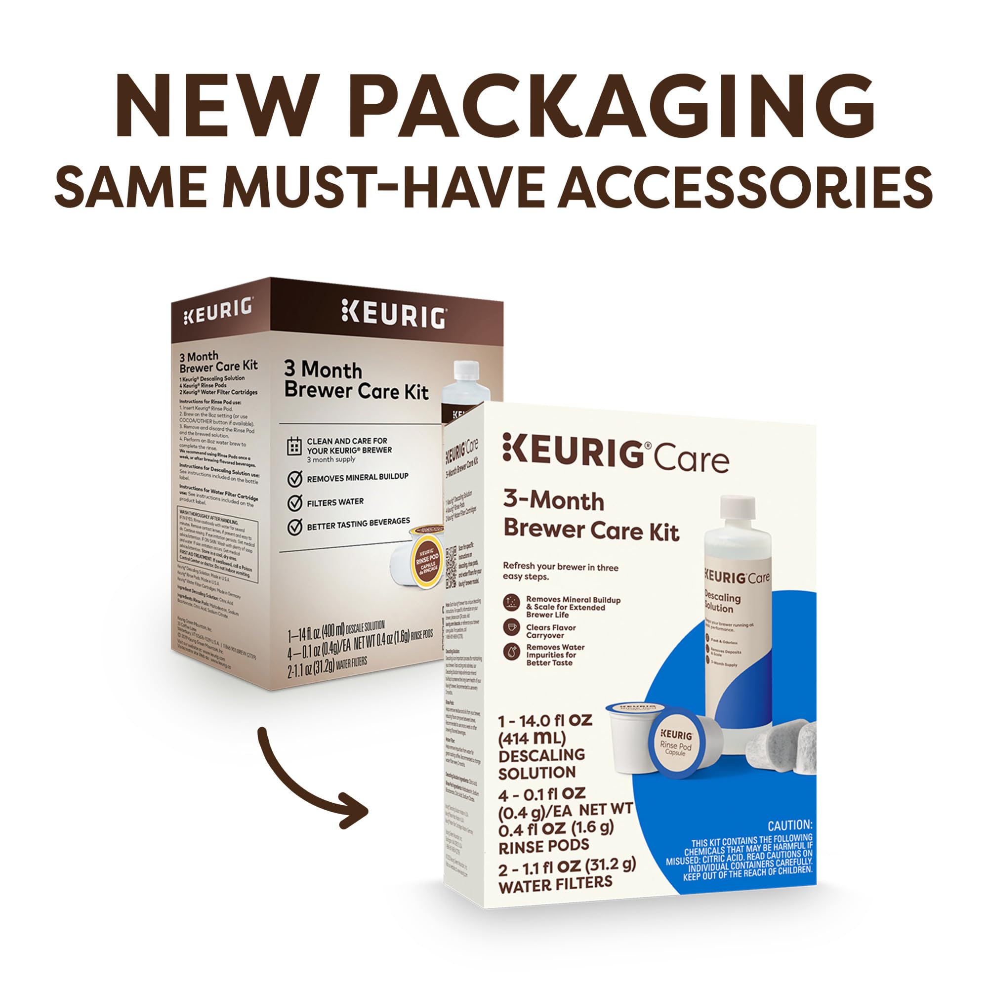Keurig 3-Month Brewer Maintenance Kit Includes Descaling Solution, Water Filter Cartridges & Rinse Pods, Compatible Classic/1.0 & 2.0 K-Cup Coffee Makers, 7 Count