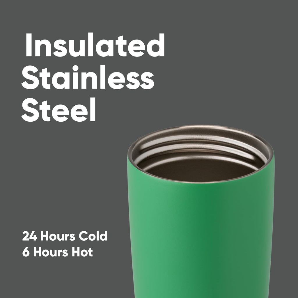Owala SmoothSip Slider Insulated Stainless Steel Coffee Tumbler, Reusable Iced Coffee Cup, Hot Coffee Travel Mug, BPA Free 20 oz, Pucker Up