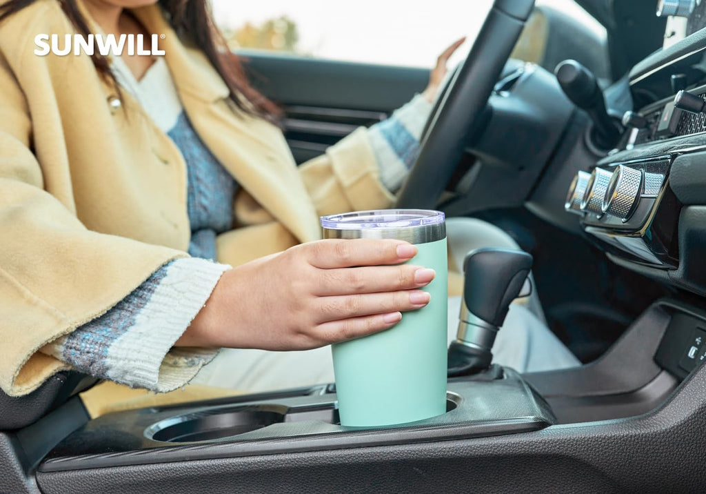 SUNWILL Travel Coffee Tumbler 20 oz, Insulated Mug with Lid, Stainless Steel Cup for Outdoor, Powder Coated Navy