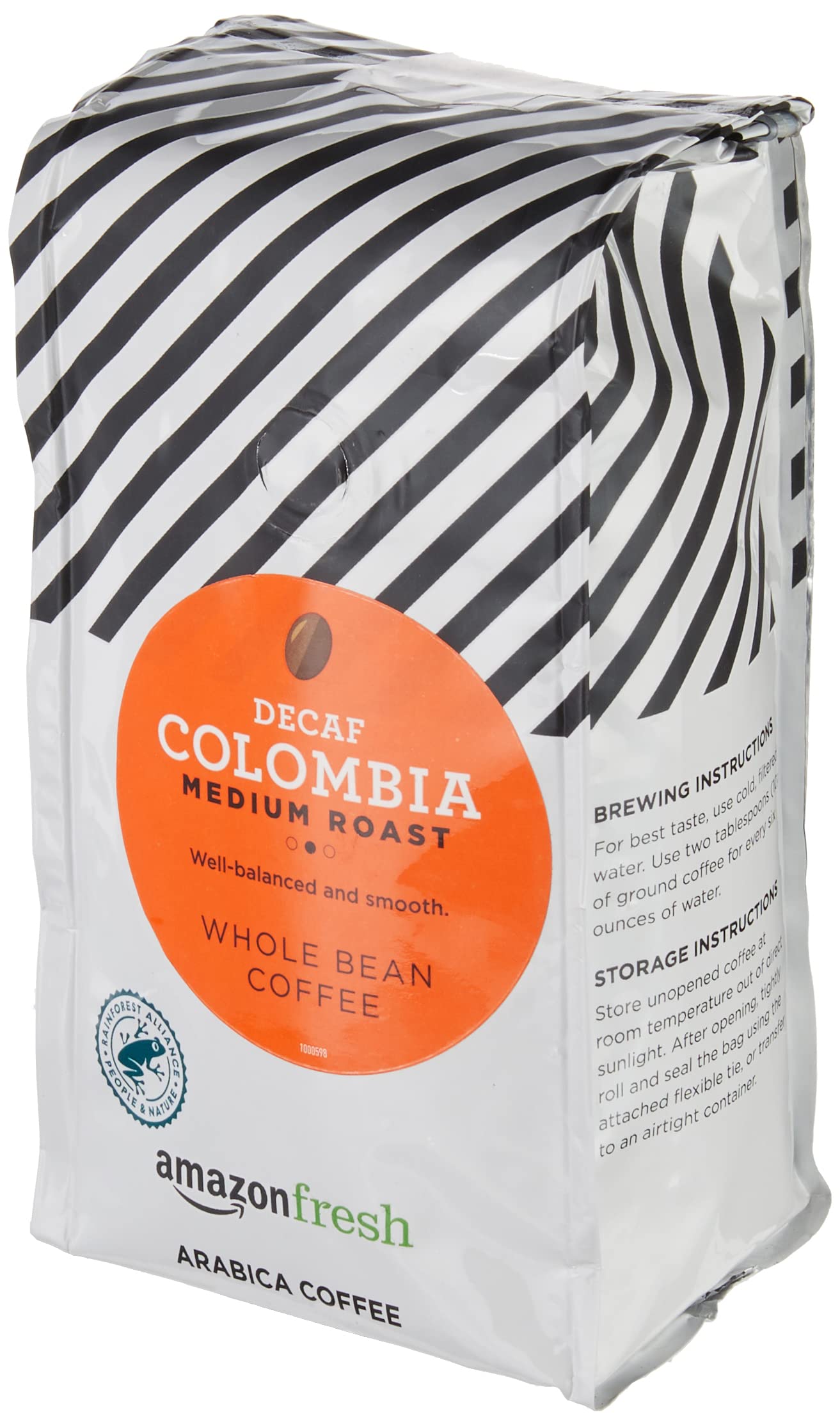 Amazon Fresh Colombia Whole Bean Coffee, Medium Roast, 12 Ounce