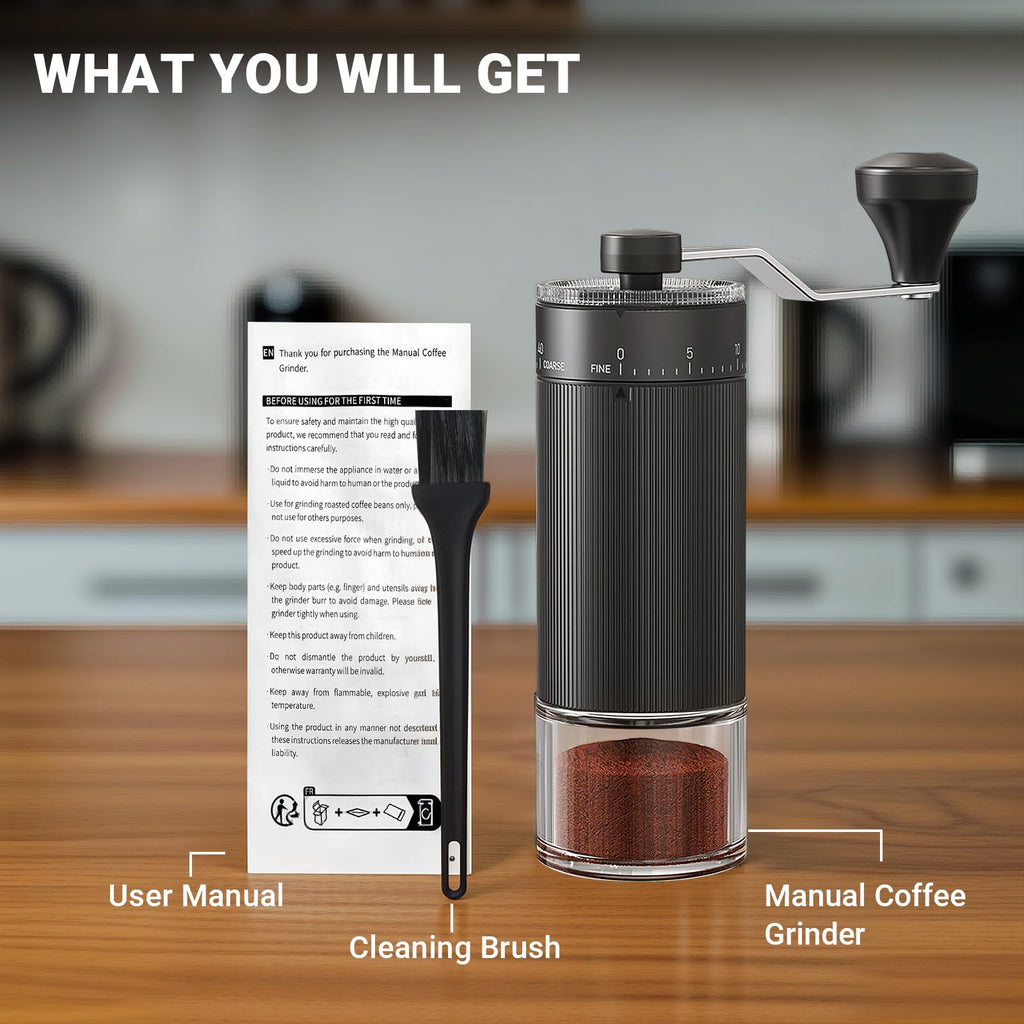 World's First 60g Large Capacity Manual Coffee Grinder, Portable Hand Coffee Bean Mill with 40 Adjustable Settings, Stainless Steel Burr Grinder for Pour Over, Camping, Travel, Gift (Forest Green)