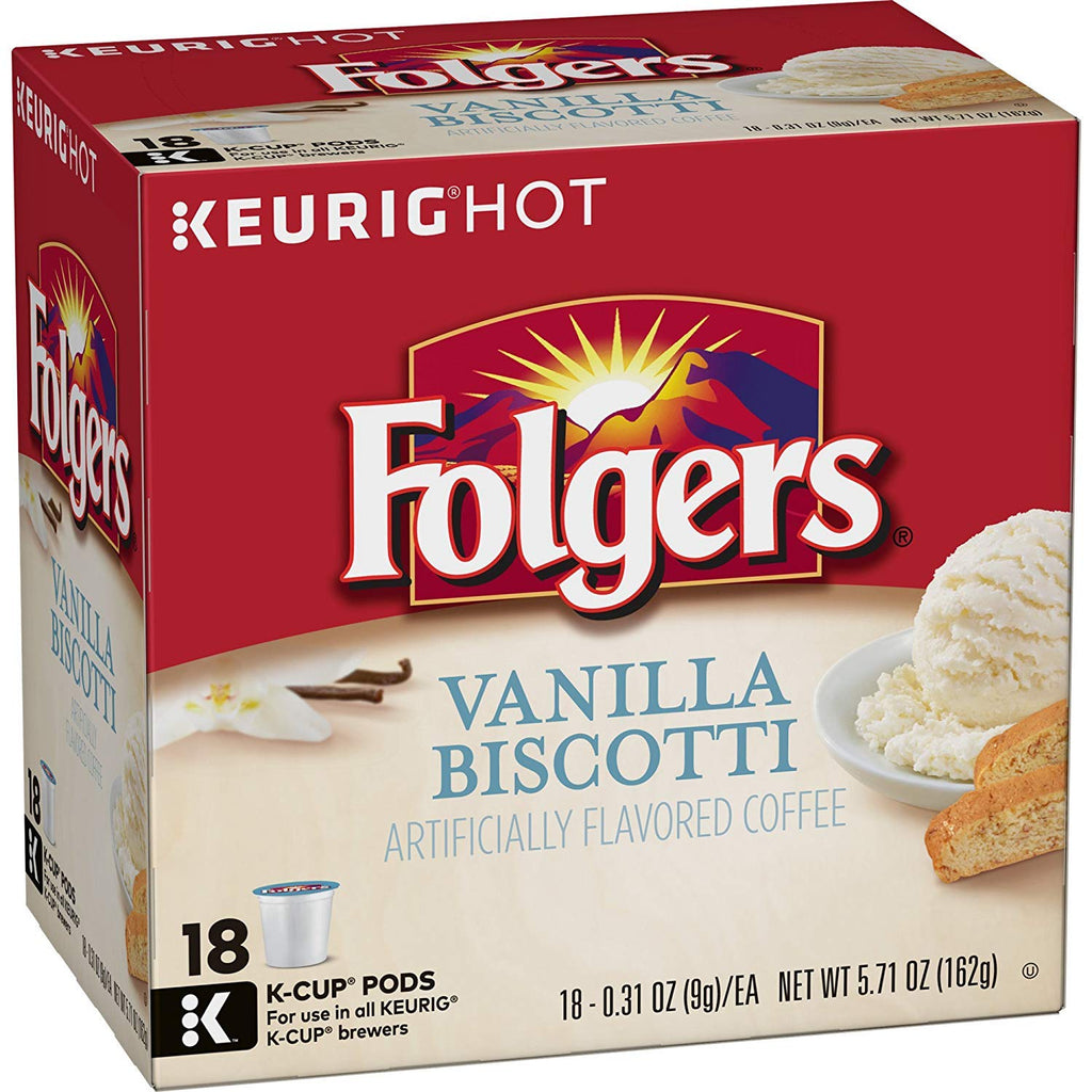 Folgers French Vanilla Artificially Flavored Coffee, Keurig K-Cup pods, 10 Count Box (Pack of 6)
