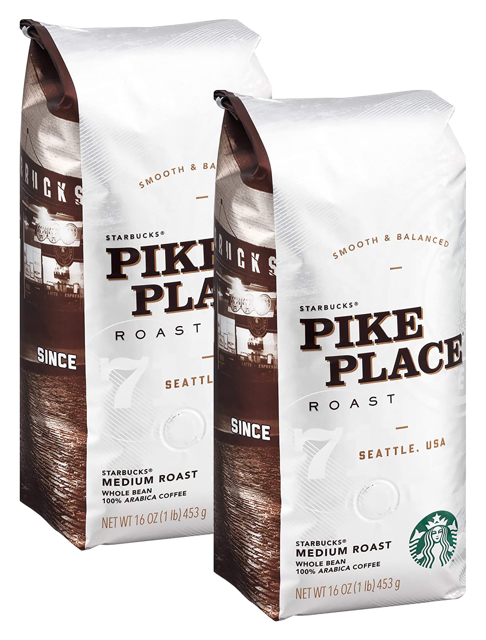 Starbucks Whole Coffee Beans, Medium Roast Hot or Iced Coffee, Pike Place Roast, 28 oz