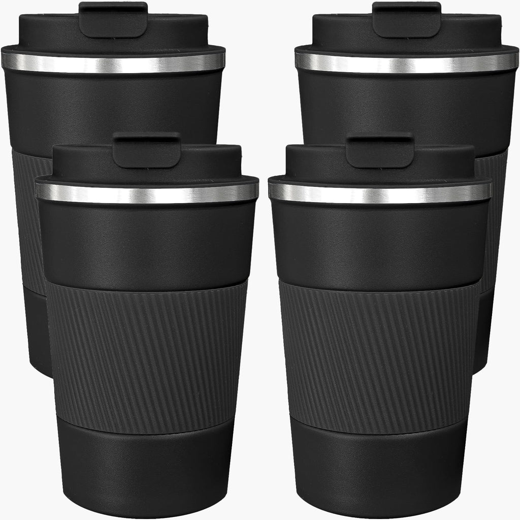 4 Pack Insulated Coffee Mug with Lid 17oz Travel Coffee Tumbler Stainless Steel Reusable Coffee Cups Thermal Coffee Mug for Hot and Iced Cold Drinks, Multicolor