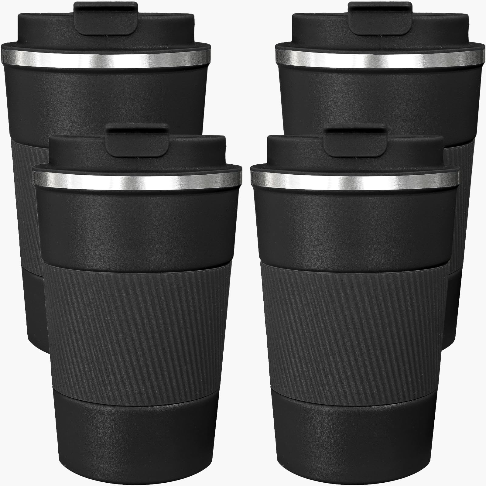 4 Pack Insulated Coffee Mug with Lid 17oz Travel Coffee Tumbler Stainless Steel Reusable Coffee Cups Thermal Coffee Mug for Hot and Iced Cold Drinks, Multicolor