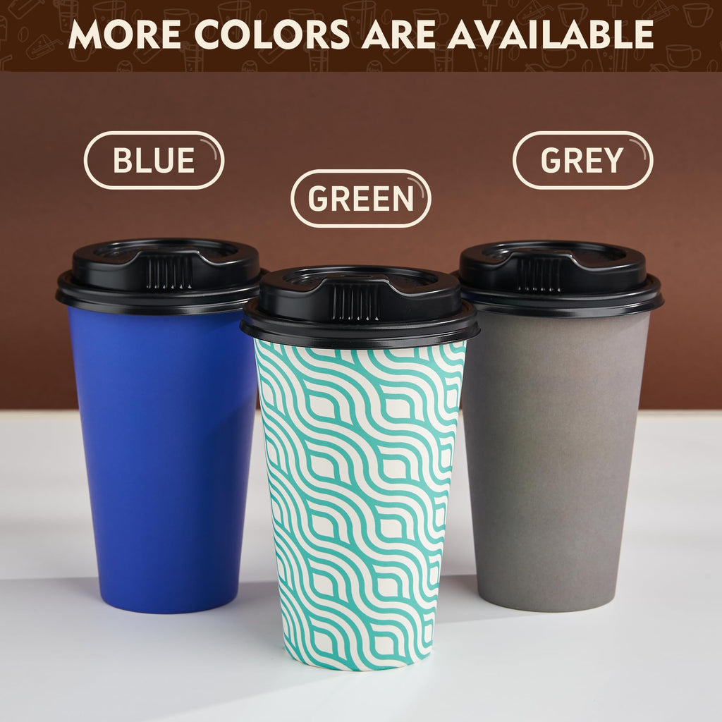 YEEHAW 100 Pack 16 oz Disposable Coffee Cups with Lids, Heat & Leak-proof Paper Cups, to Go Coffee Cups for Hot & Cold Beverage