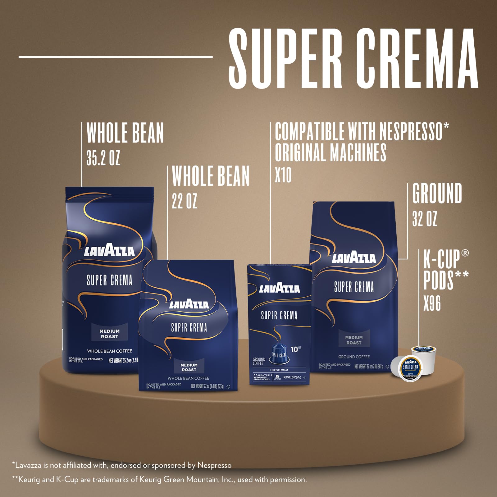Lavazza Espresso Whole Bean Coffee, Medium Roast, 100% Arabica, 2.2 lb Bag (Pack of 1)