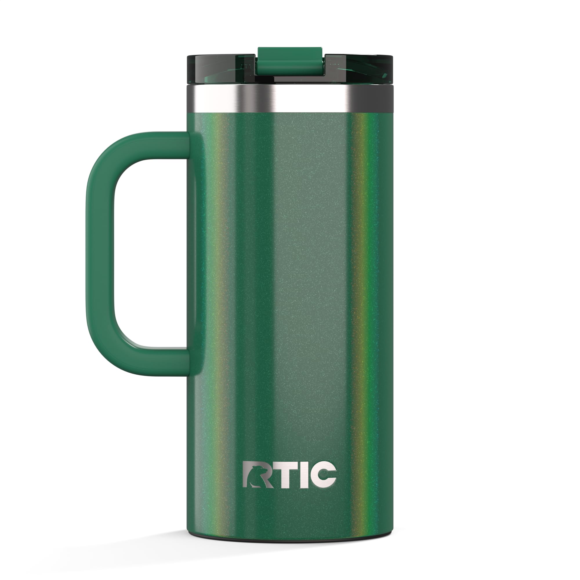 RTIC 20oz Road Trip Travel Mug with Lid and Handle, Ceramic Lined, Insulated, Stainless Steel, Metal, Double Wall Vacuum-Insulation, Portable Coffee, Tea Cup for Hot and Cold Drink, Black