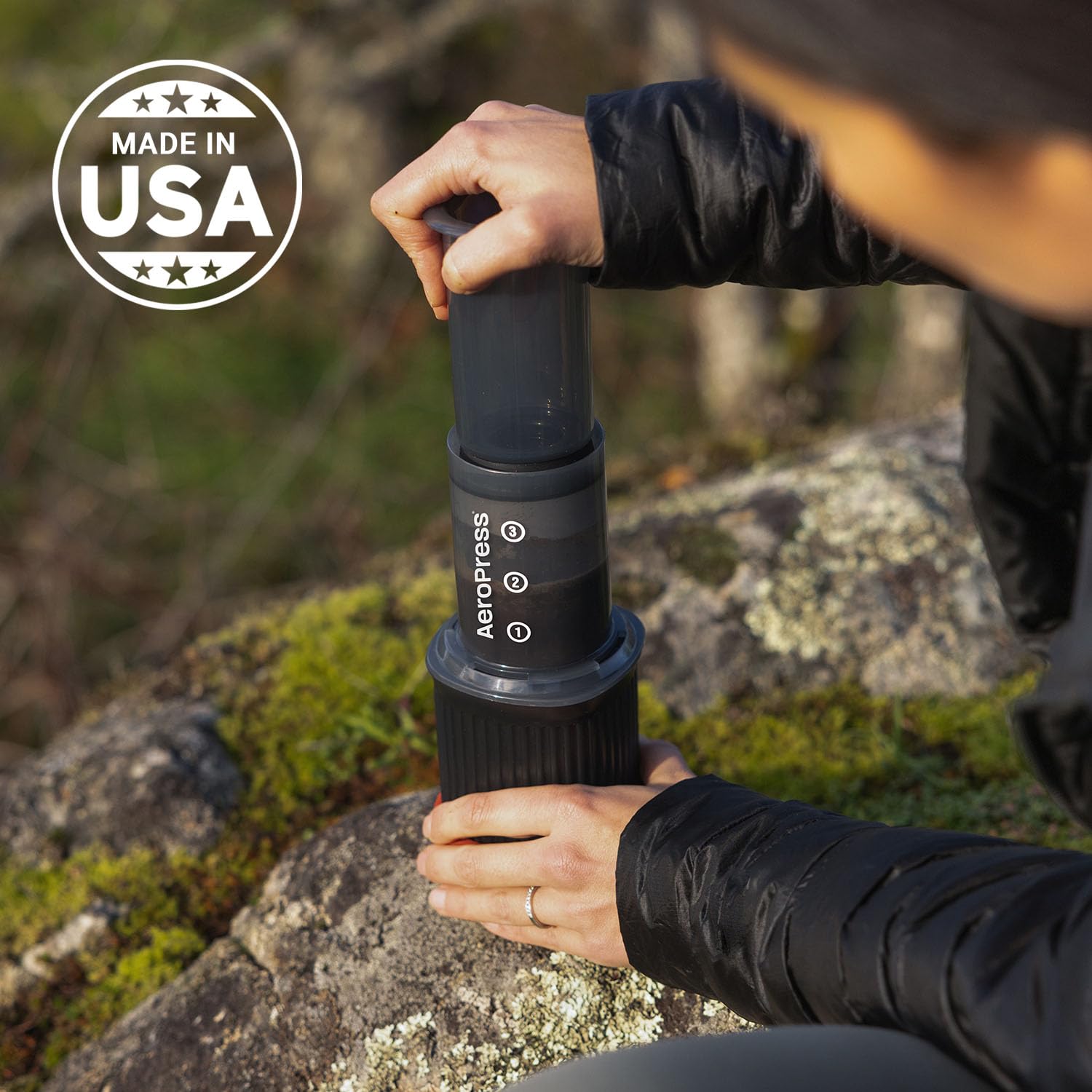 AeroPress Go, Extra Small Portable Coffee Maker Kit, Travel, Hiking & Camping, All-in-One French Press, Pour-Over & Espresso Style Manual Brewer, 2 Min Brew Makes a Less Bitter, More Flavorful Cup