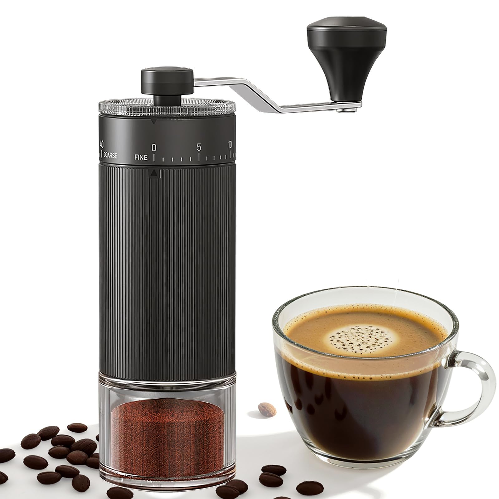 Mini Manual Coffee Grinder with 40 Adjustable Settings, Portable Hand Coffee Bean Mill with 30g Capacity, Conical Burr Coffee Grinder with Crank for Travel, Camping, Office, Espresso, Pour Over, etc