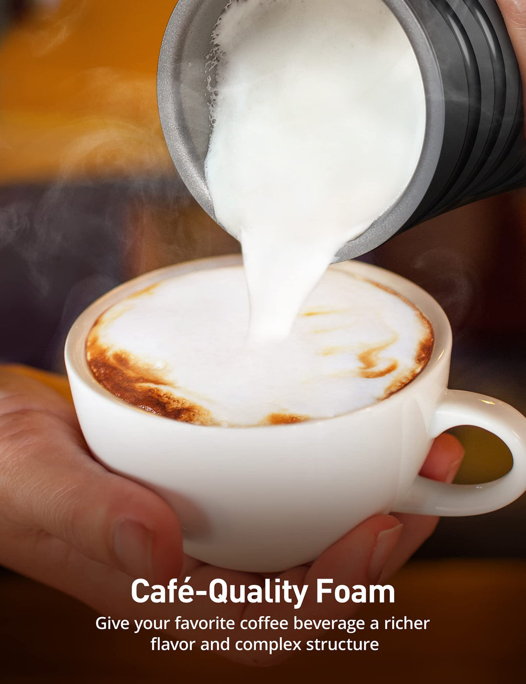 Electric Milk Frother, Paris Rhône 4-in-1 Milk Steamer and Frother, Hot & Cold Foam Milk Warmer with Temperature Control, Auto Shut-Off Frothers for Coffee, Latte,Macchiato, Cappuccino