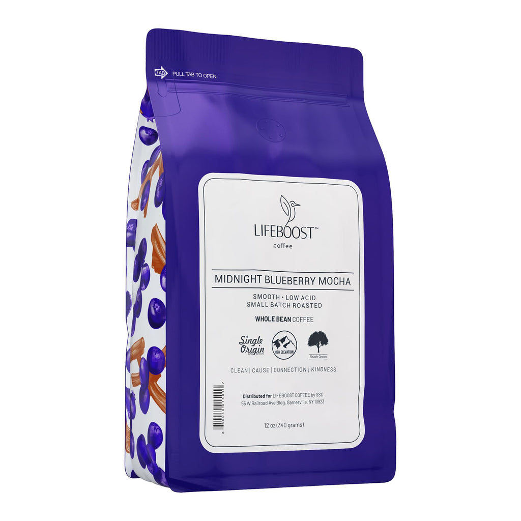 Lifeboost Hazelnut Whole Bean Coffee – Organic, Low Acid, Non-GMO Hazelnut Flavored Coffee – Single Origin, Mold-Free Mycotoxin Tested, 12 oz