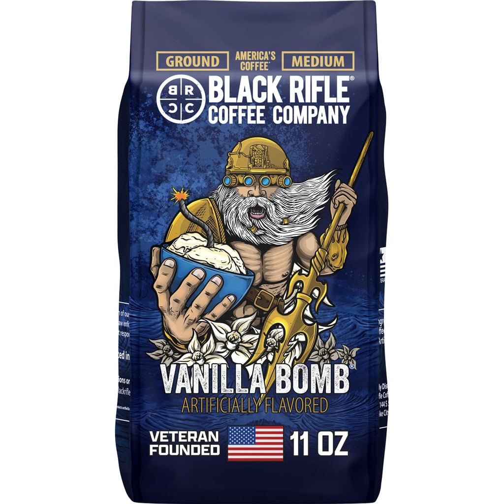 Black Rifle Coffee Company Just Black, 18oz Bag, Ground Coffee Medium Roast - Roasted Blend Made from Arabica Beans - Colombian & Brazilian Beans - Veteran Founded & American Made