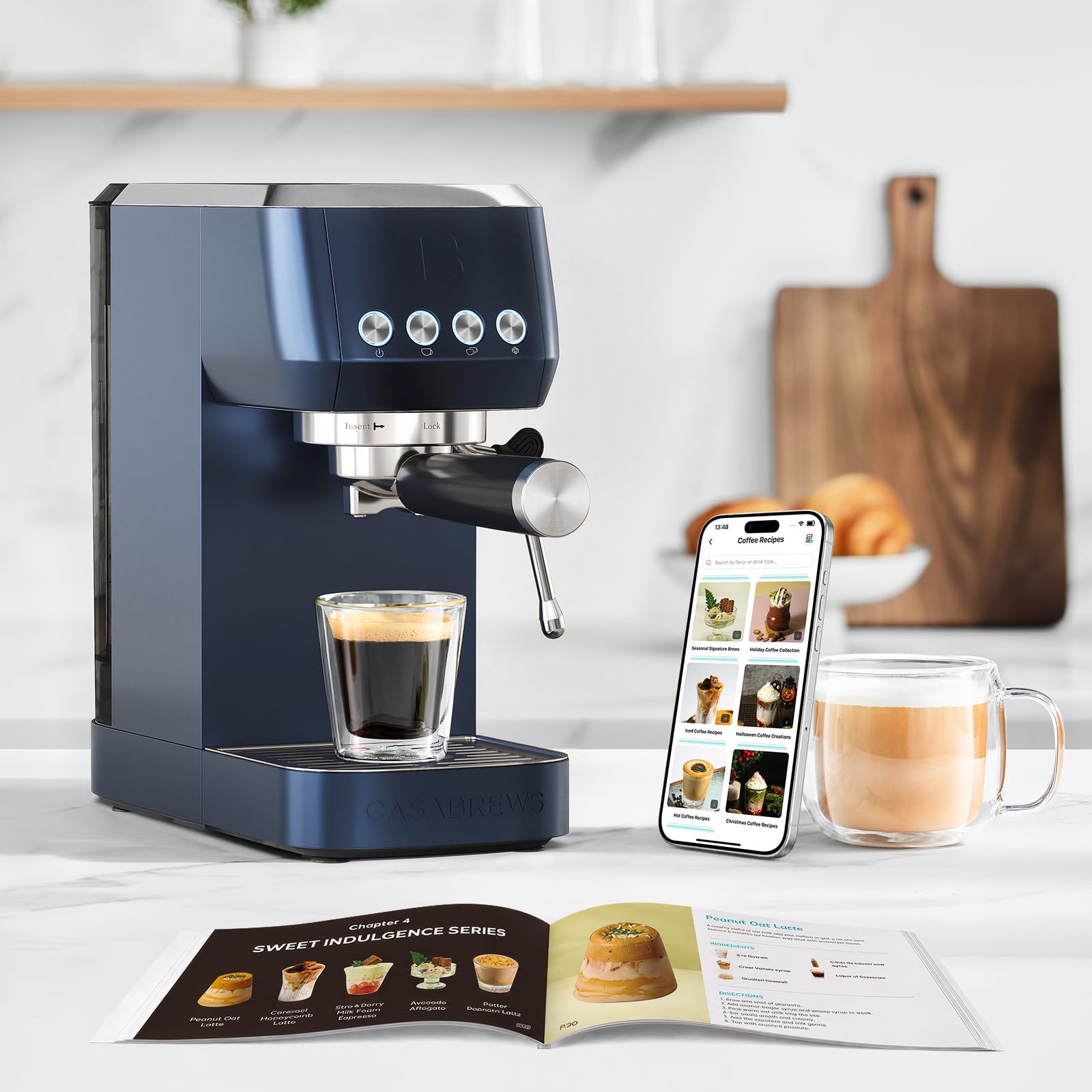 CASABREWS 3700 Essential Espresso Machine 20 Bar, Stainless Steel Cappuccino & Latte Coffee Maker with Steam Frother for Home, 43.9oz Water Tank, Silver