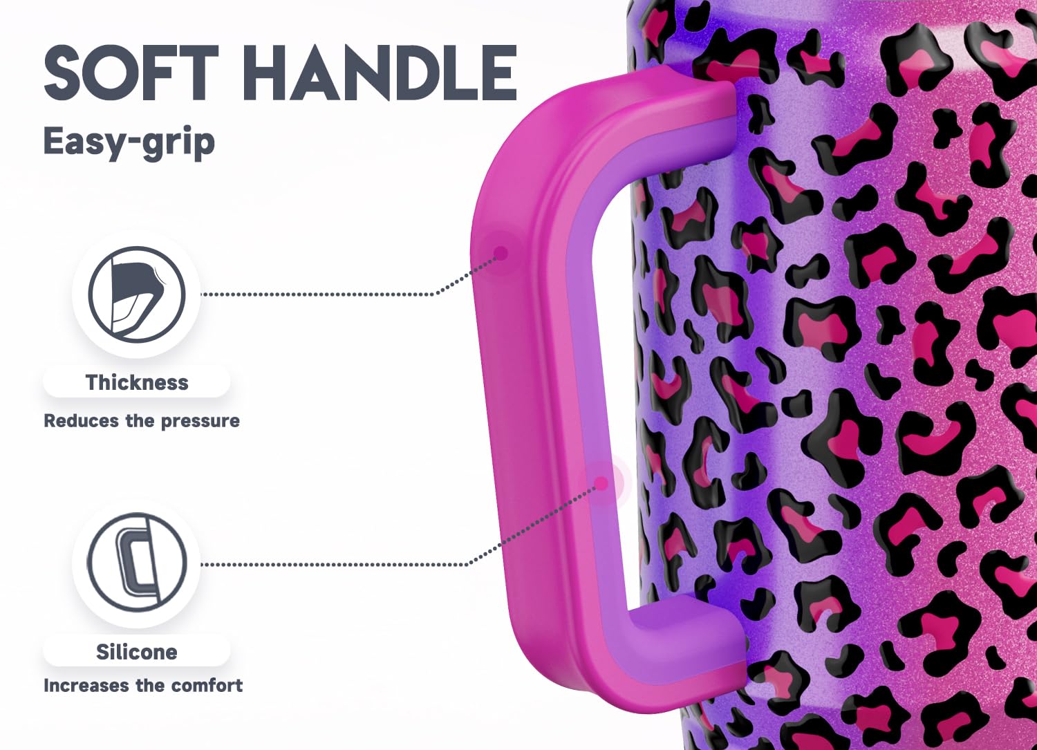 Meoky 32 oz Tumbler with Handle, Insulated Tumbler with Lid and Straw, Stainless Steel Travel Mug, Keeps Cold for 24 Hours, 100% Leak Proof, Fits in Car Cup Holder (Night)