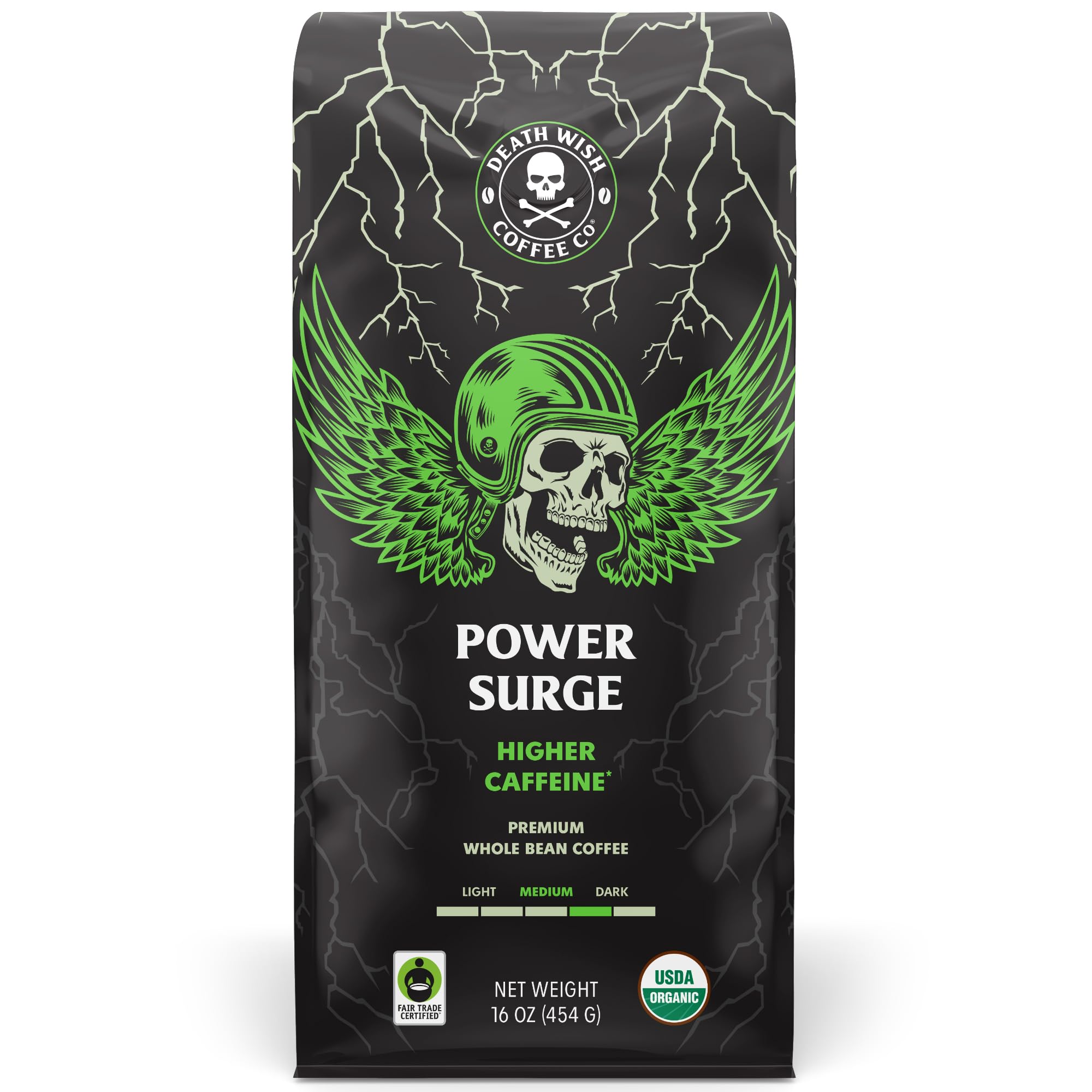 Death Wish Coffee, Valhalla Java Odinforce Blend Whole Bean, USDA Organic and Fair Trade, 12 oz (Pack of 1)