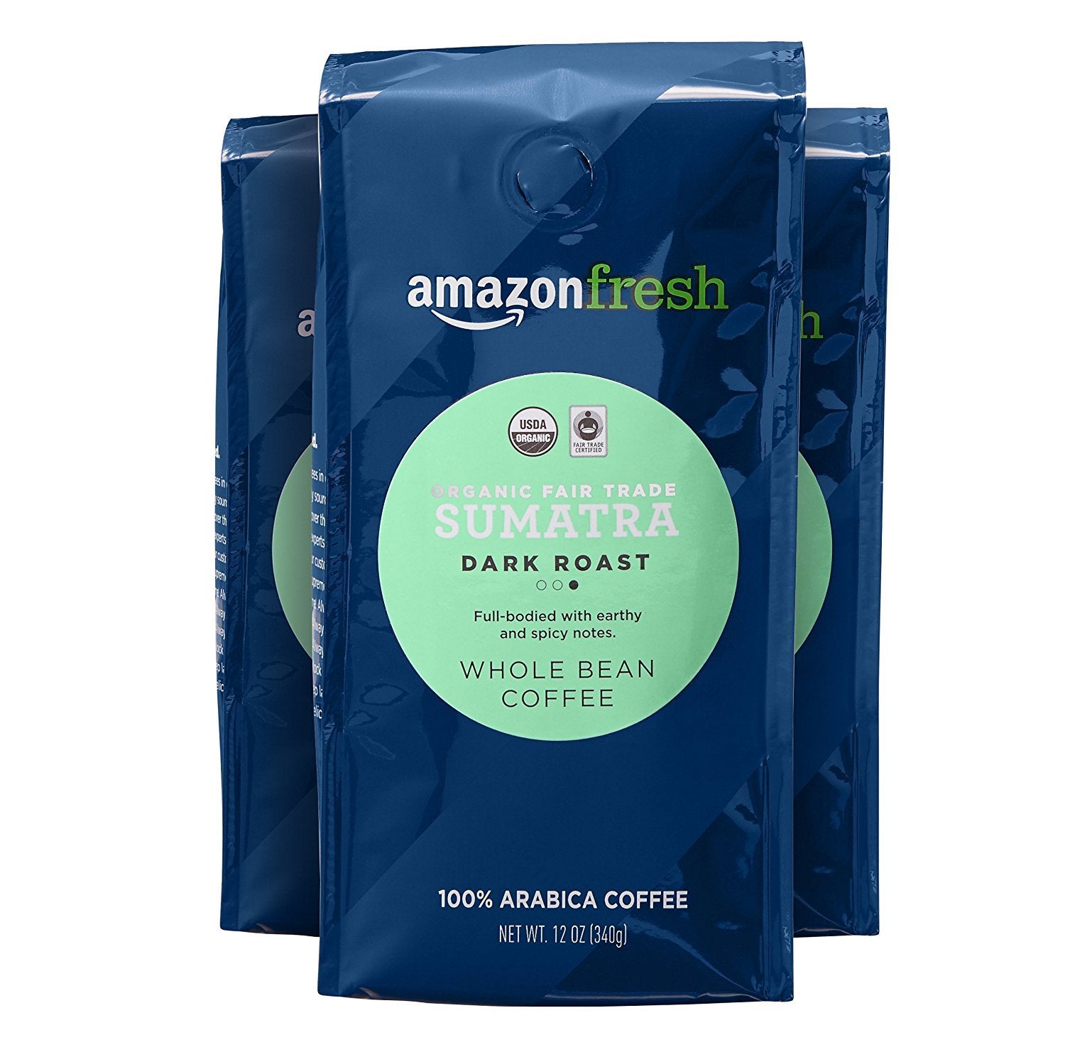 Amazon Fresh, Organic Fair Trade Peru Whole Bean Coffee, Medium Roast, 12 Oz