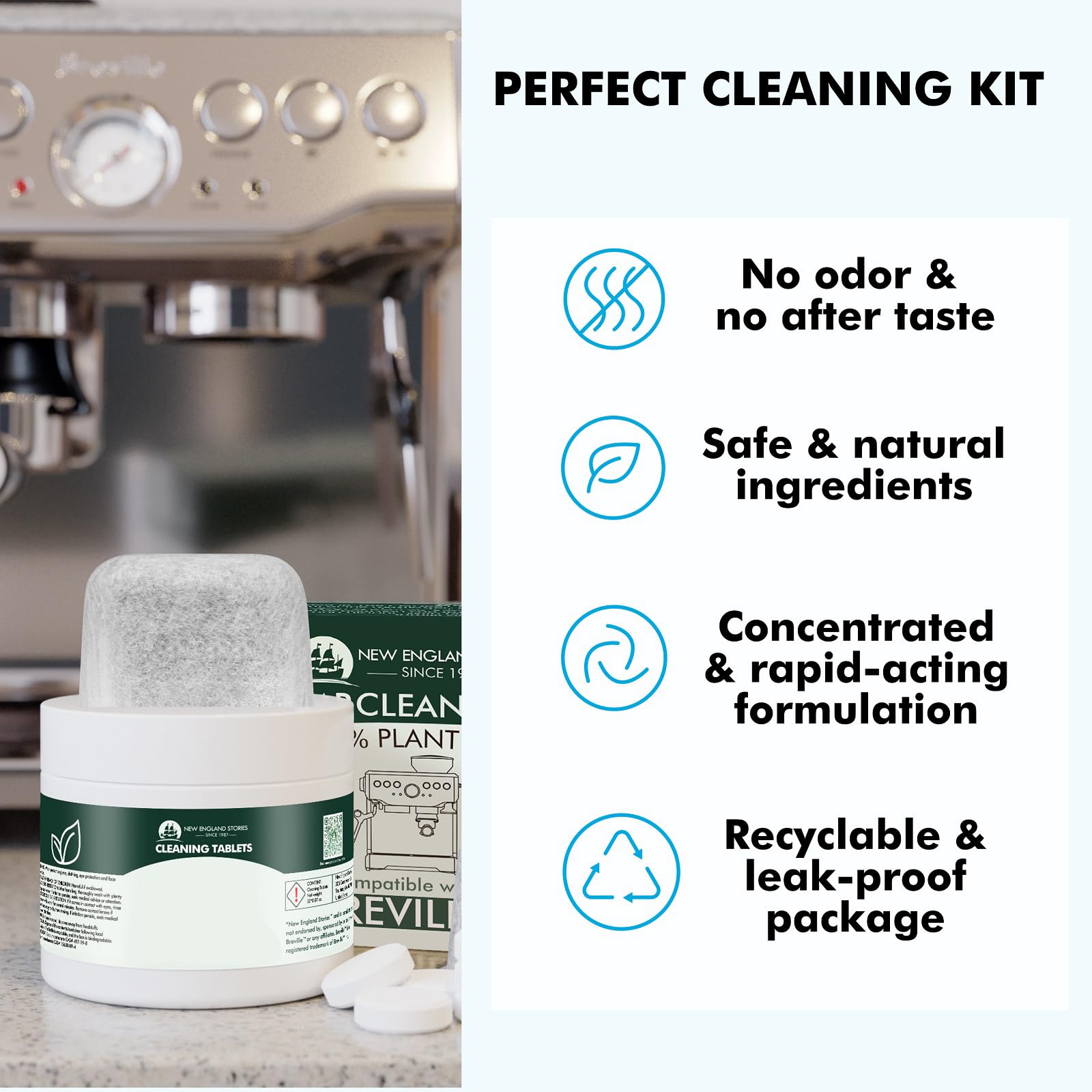 6 Pack Breville Compatible Charcoal Filters with 52 Cleaning Tablets, 1 Year Breville Compatible Maintenance Kit, Espresso Machine Clean Kit for Barista Pro, Infuser and more