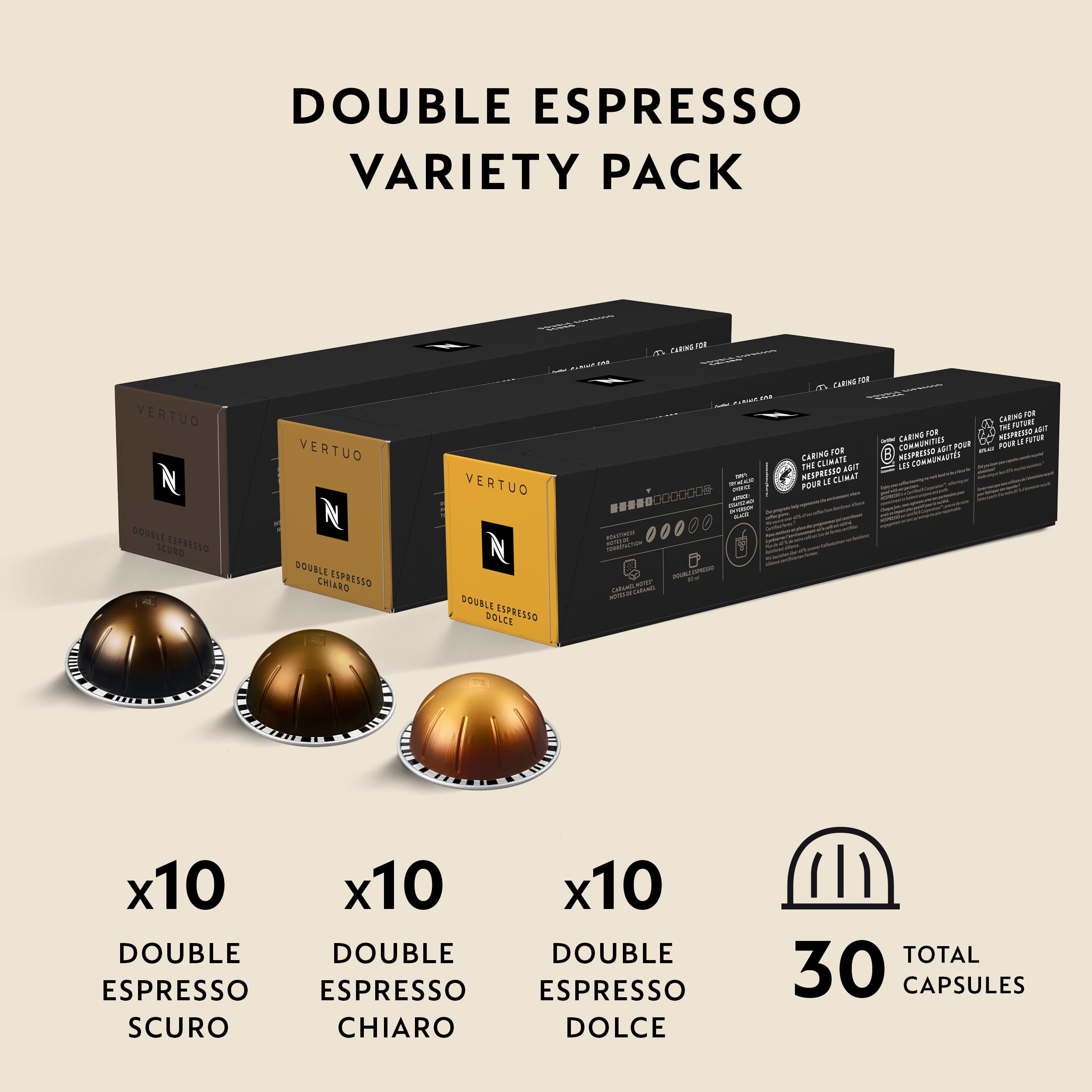 Nespresso Capsules Vertuo, Melozio, Medium Roast Coffee, 30-Count Coffee Pods, Brews 7.8oz.