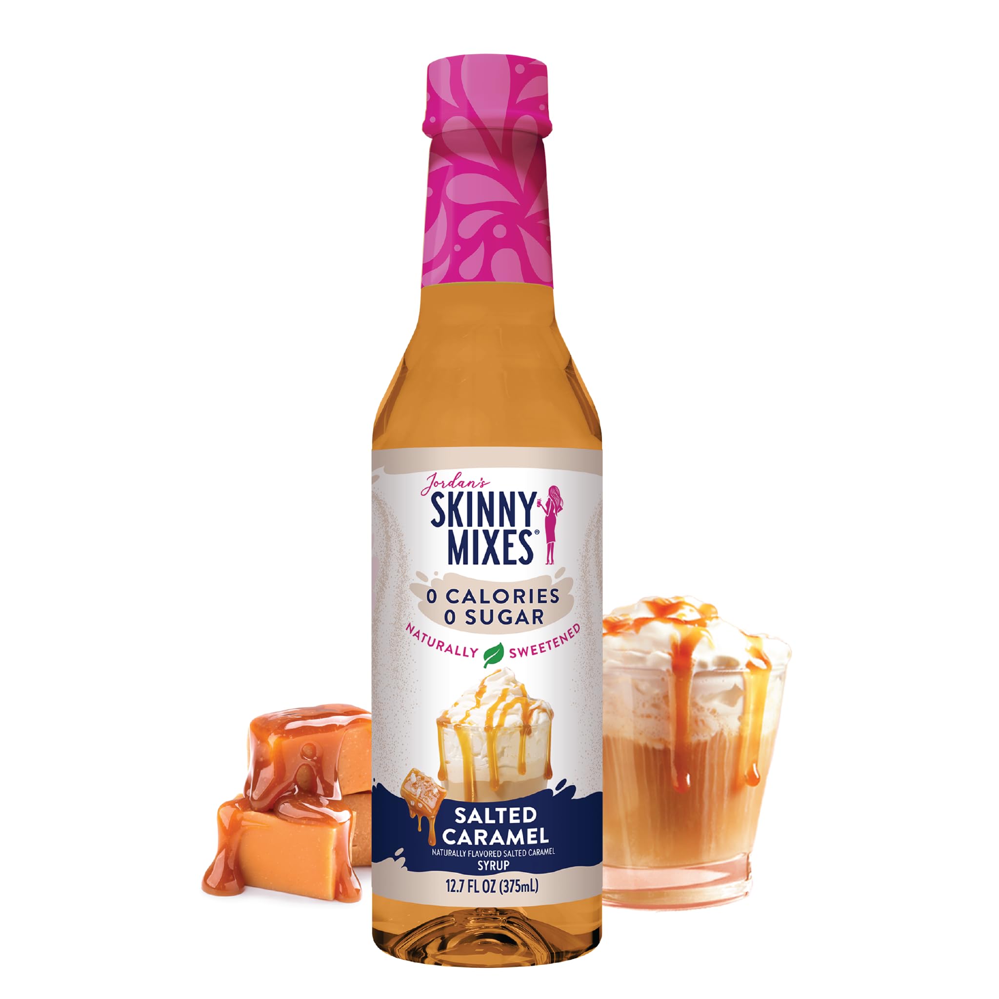 Jordan's Skinny Mixes Sugar Free Coffee Syrup, Cinnamon Dolce Coffee Flavoring Syrup, Naturally Sweetened Zero Calorie Drink Mix, Lattes, Baking or Protein Shake, Dairy & Gluten Free, 12.7 Fl Oz