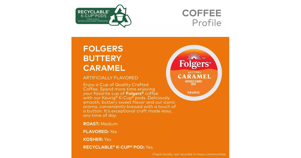 Folgers French Vanilla Artificially Flavored Coffee, Keurig K-Cup pods, 10 Count Box (Pack of 6)