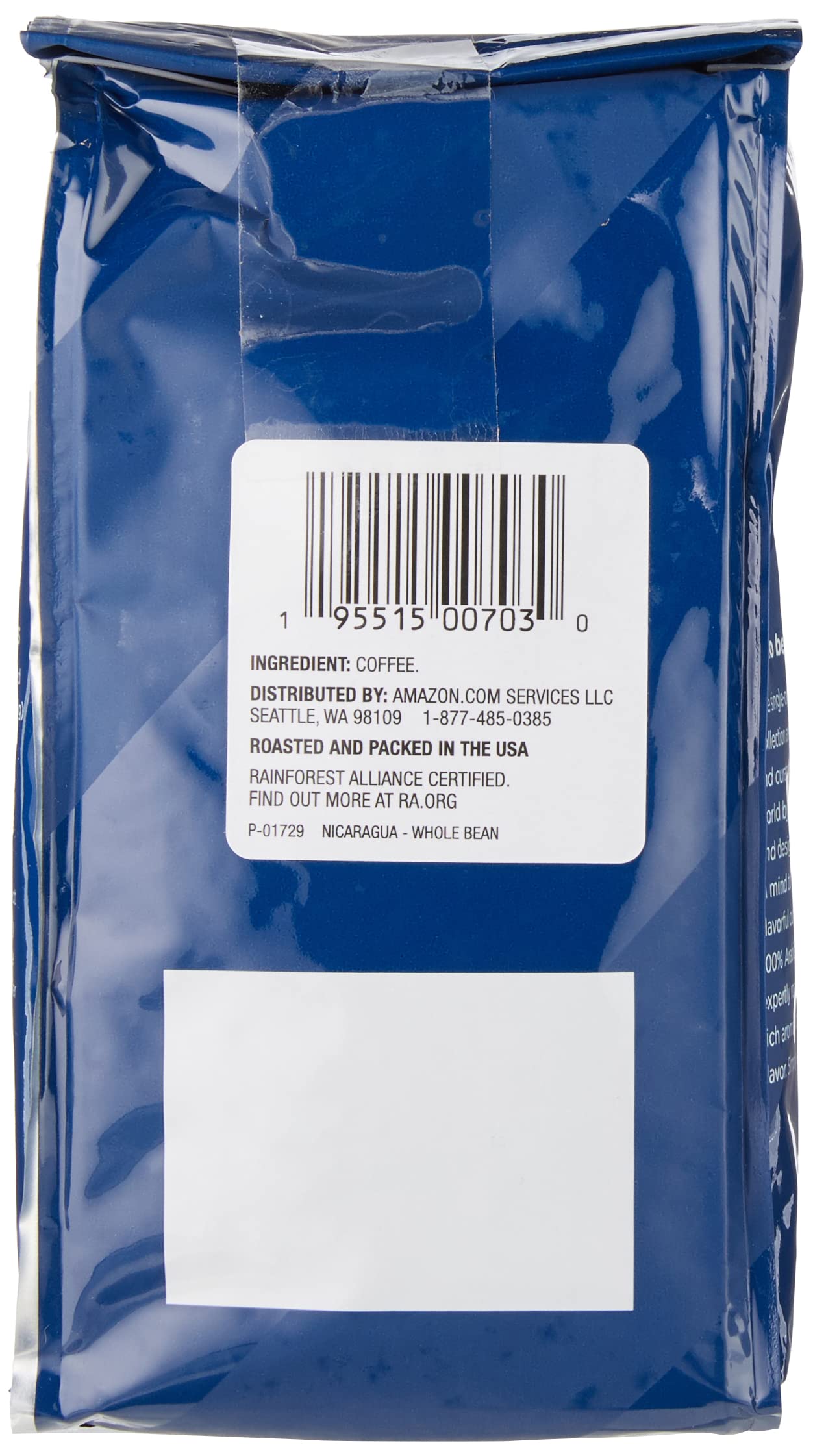Amazon Fresh, Nicaragua Whole Bean Coffee, Medium Roast, 12 Oz