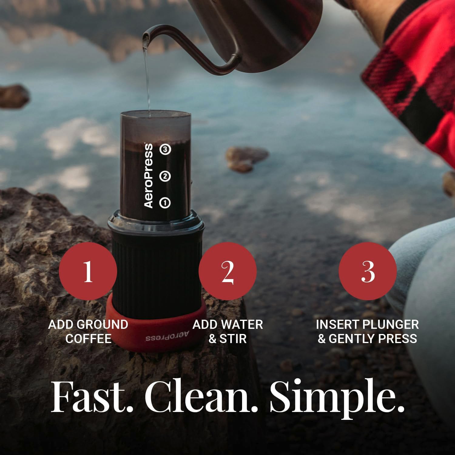 AeroPress Go, Extra Small Portable Coffee Maker Kit, Travel, Hiking & Camping, All-in-One French Press, Pour-Over & Espresso Style Manual Brewer, 2 Min Brew Makes a Less Bitter, More Flavorful Cup