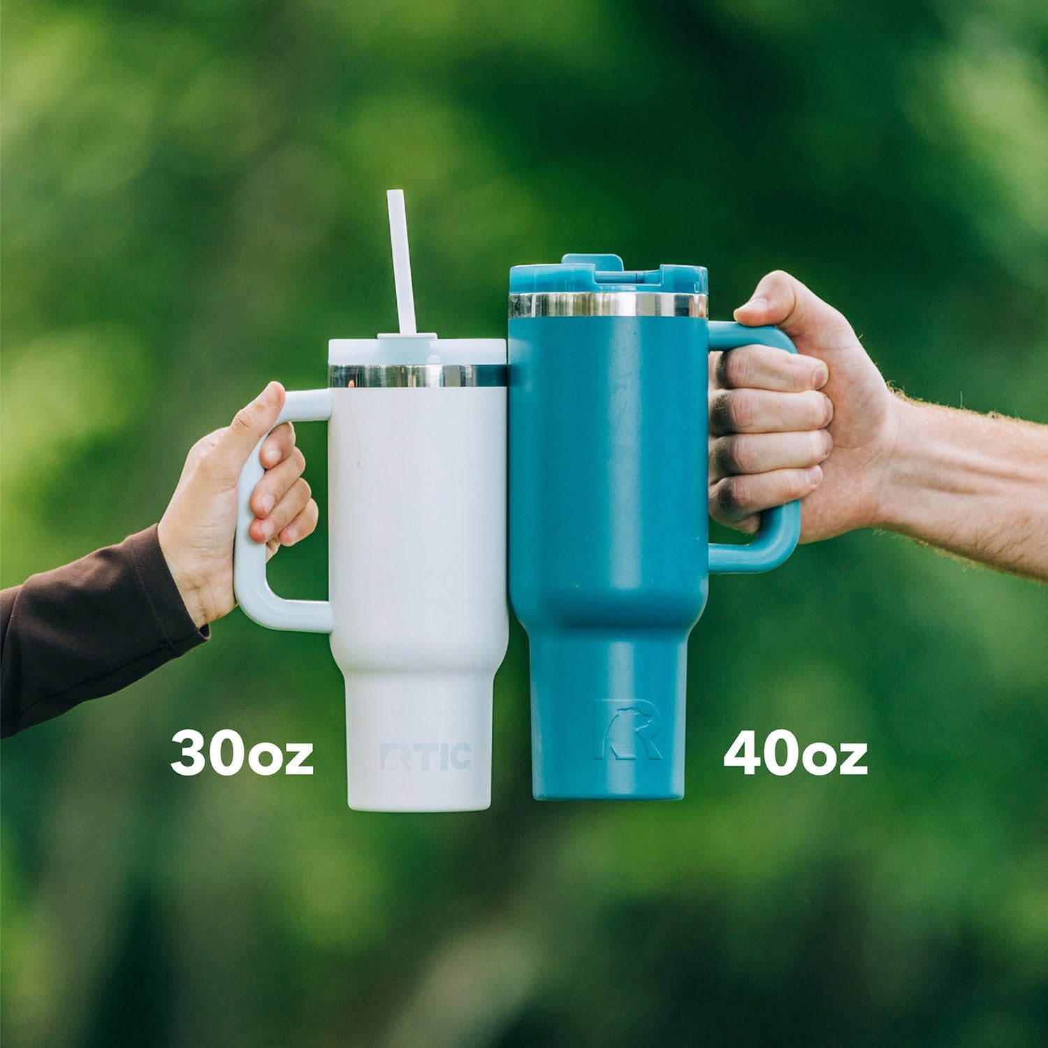 RTIC 40 oz Road Trip Tumbler Double-Walled Cermaic Lined Insulated Stainless Steel Portable Travel Coffee Mug Cup with Lid, Handle and Straw, Trailblazer
