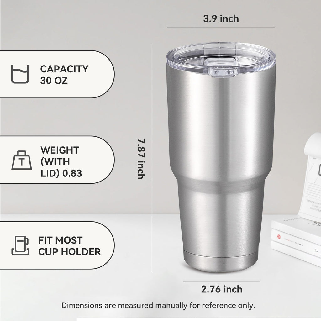30 oz Tumbler with Lid Stainless Steel Tumblers Bulk Vacuum Insulated Cup Reusable Powder Coated Travel Mug Double Wall Leak Proof Cups Keep Cold Drinks for 12 Hours Black, Set of 8