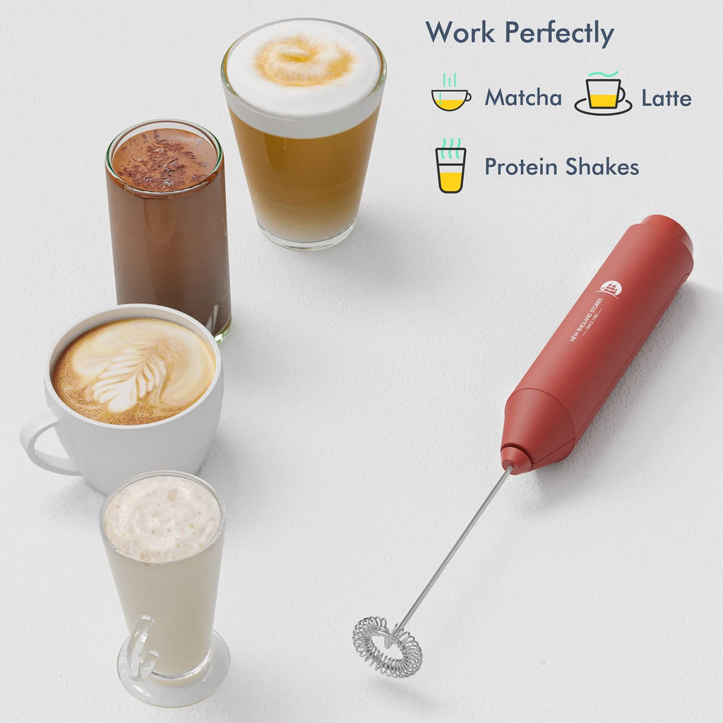 Powerful Milk Frother Handheld Foam Maker, Mini Whisk Drink Mixer for Coffee, Cappuccino, Latte, Matcha, Hot Chocolate, No Stand, Green
