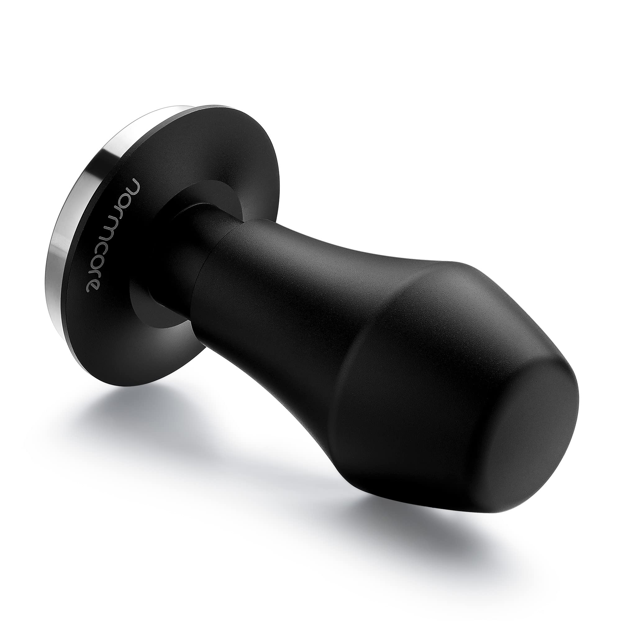 Normcore V4 Coffee Tamper 53.3mm - Spring-Loaded Tamper - Barista Espresso Tamper with 15lb / 25lb / 30lbs Replacement Springs - Anodized Aluminum Handle and Stand - Flat Base, Black