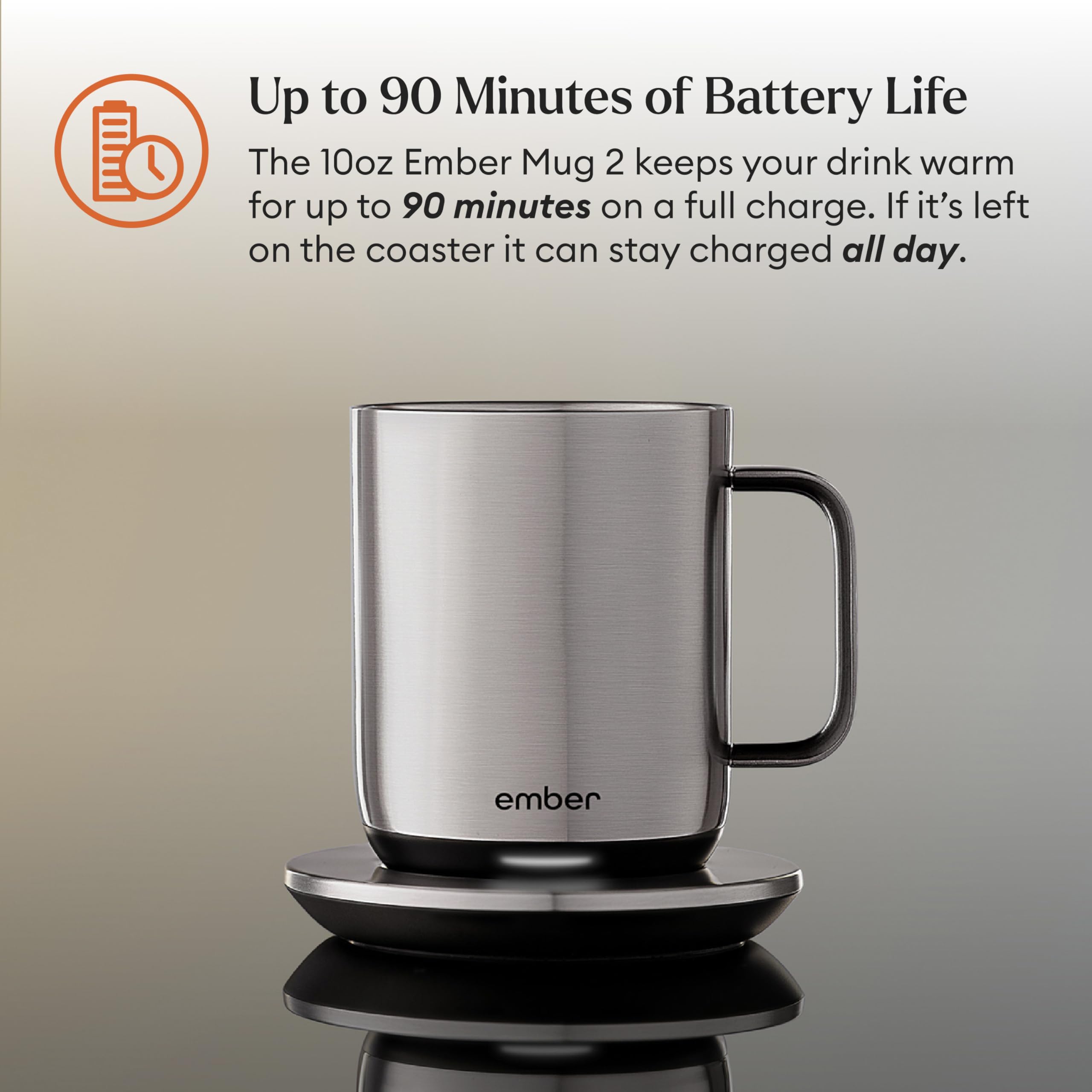 Ember Temperature Control Smart Mug 2, 14 Oz, App-Controlled Heated Coffee Mug with 80 Min Battery Life and Improved Design, Black