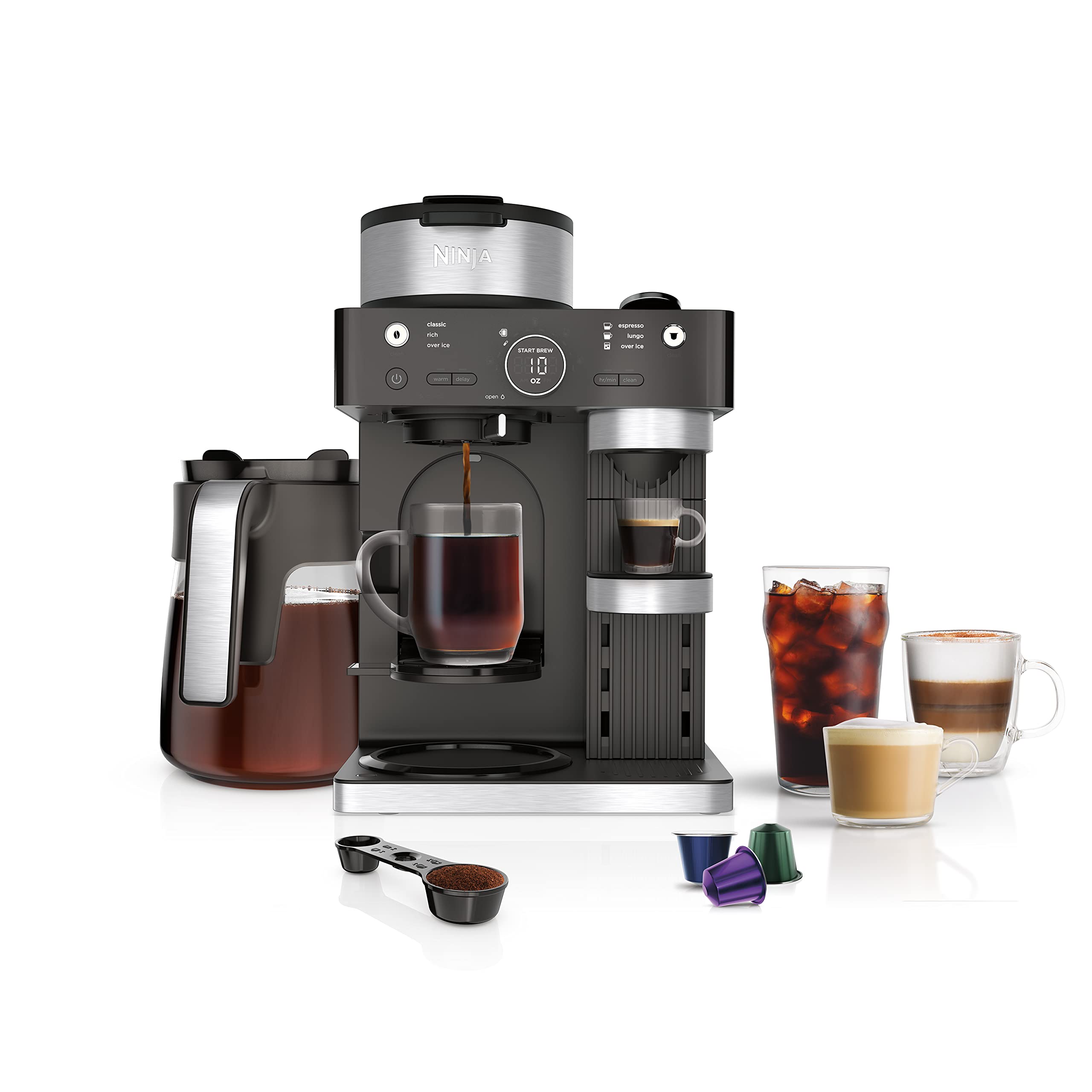 Ninja 12-Cup Programmable Coffee Brewer, 2 Brew Styles, Adjustable Warm Plate, 60oz Water Reservoir, Delay Brew - Black/Stainless Steel