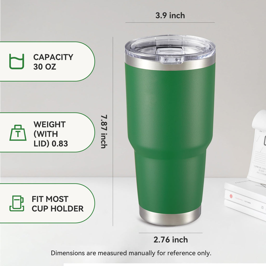30 oz Tumbler with Lid Stainless Steel Tumblers Bulk Vacuum Insulated Cup Reusable Powder Coated Travel Mug Double Wall Leak Proof Cups Keep Cold Drinks for 12 Hours Black, Set of 8