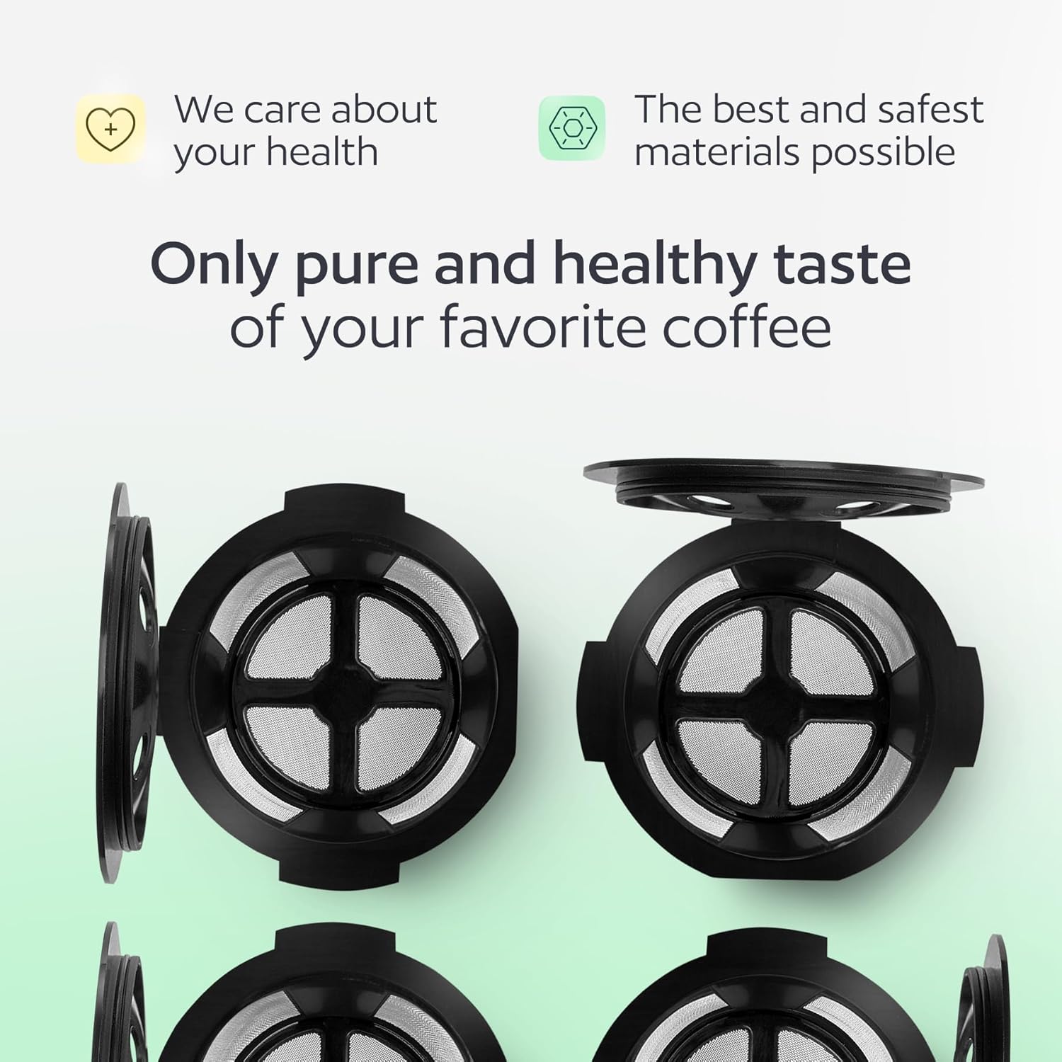 4 Reusable K Cups for Keurig K Supreme, K Supreme Plus, K Slim with Multistream Technology, K-Duo Hot & Iced Single Serve (Gen 2) - 4 Black Refillable Kcups Coffee Filters for Keurig Coffee Makers