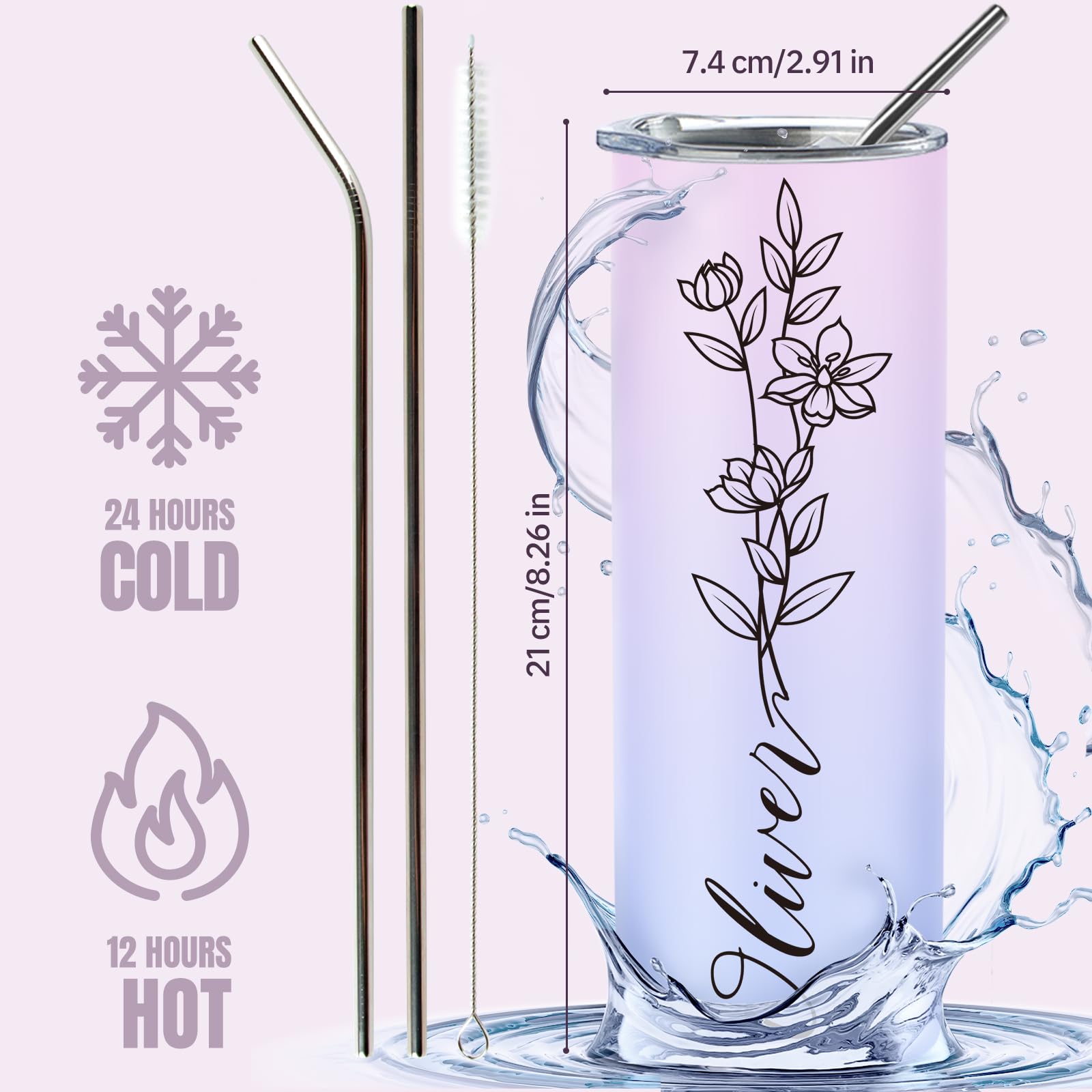 Personalized Tumbler Custom Coffee Tumbler Laser Engrave with Name 20 Oz Stainless Steel Travel Tumbler Cup Mug Personalized Gifts for Birthday Christmas Anniversary for Men Women Kids