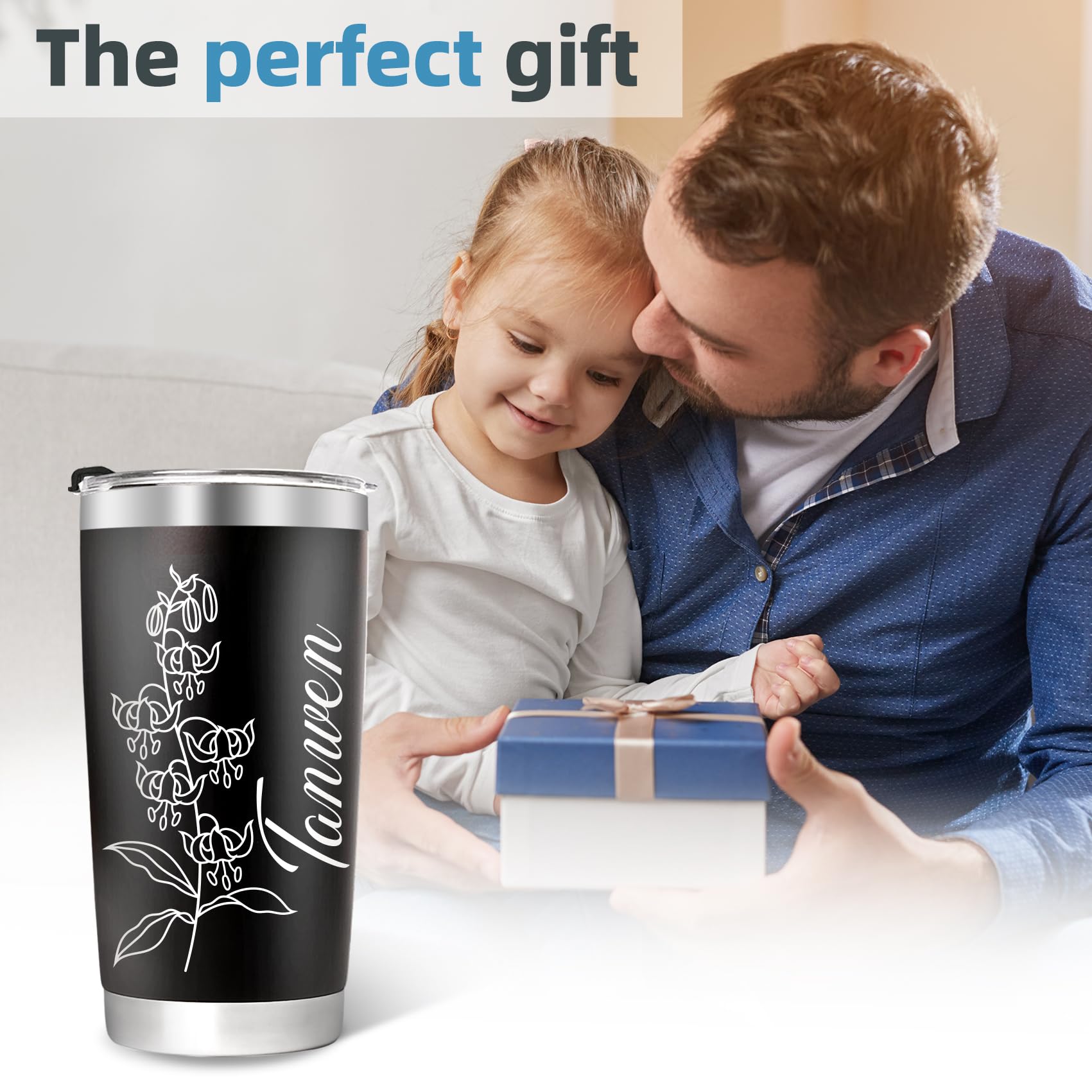 Personalized Tumbler Custom Coffee Tumbler Laser Engrave with Name 20 Oz Stainless Steel Travel Tumbler Cup Mug Personalized Gifts for Birthday Christmas Anniversary for Men Women Kids
