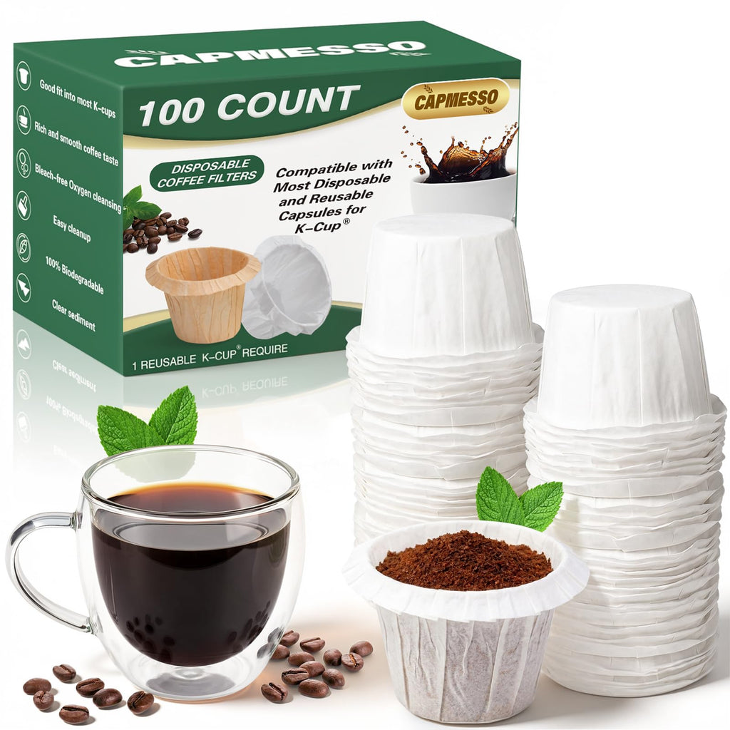 CAPMESSO Disposable Coffee Paper Filters Replacement Keurg Filter Compatible with Reusable Single Serve Pods Keurg Coffee Maker-300 Count (Natural)
