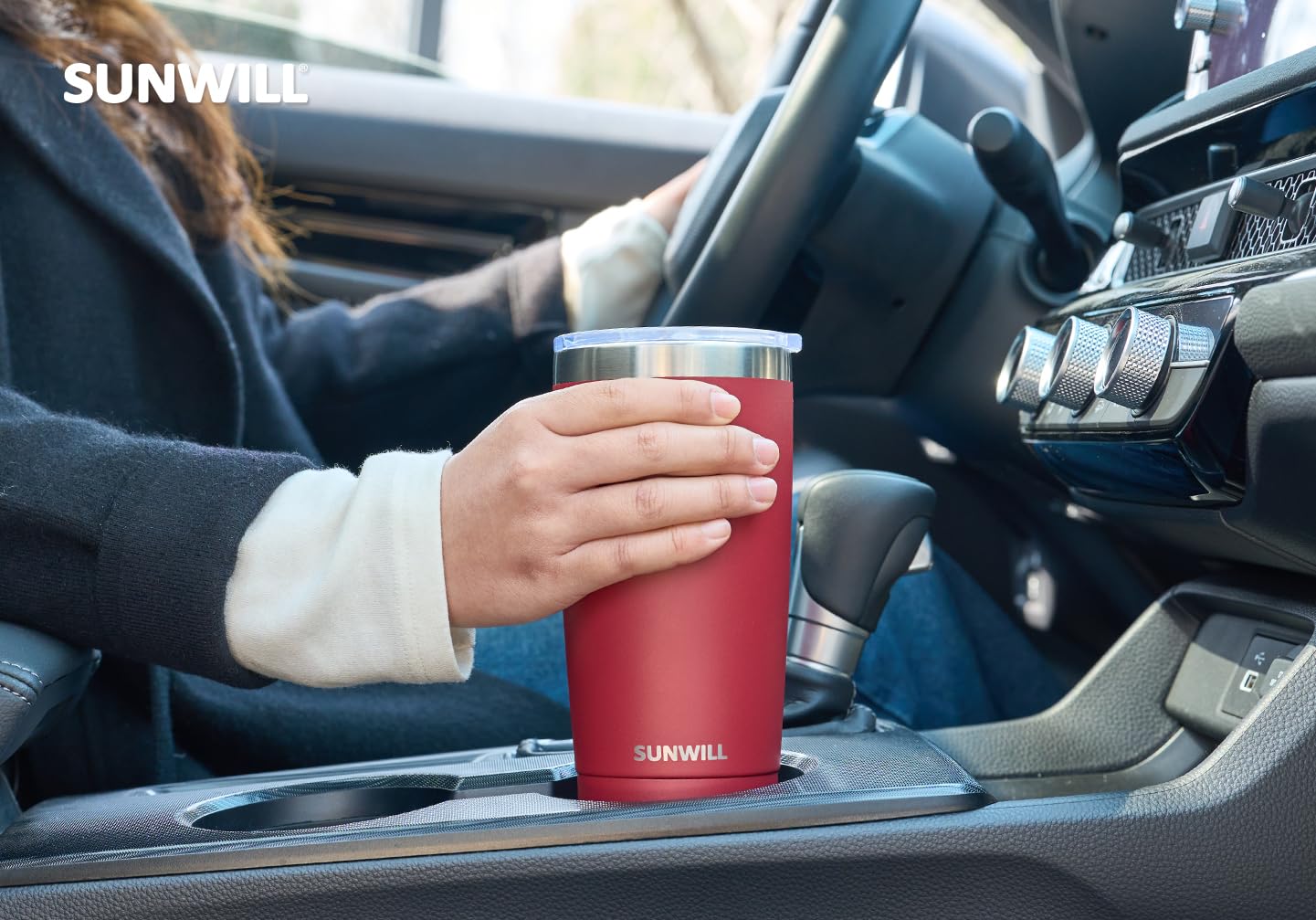 SUNWILL Travel Coffee Tumbler 20 oz, Insulated Mug with Lid, Stainless Steel Cup for Outdoor, Powder Coated Navy