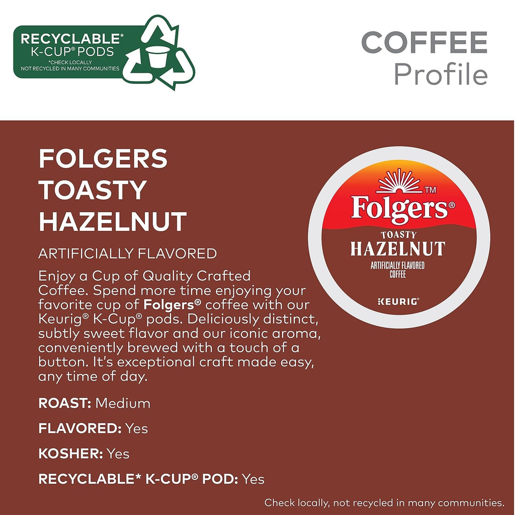 Folgers French Vanilla Artificially Flavored Coffee, Keurig K-Cup pods, 10 Count Box (Pack of 6)