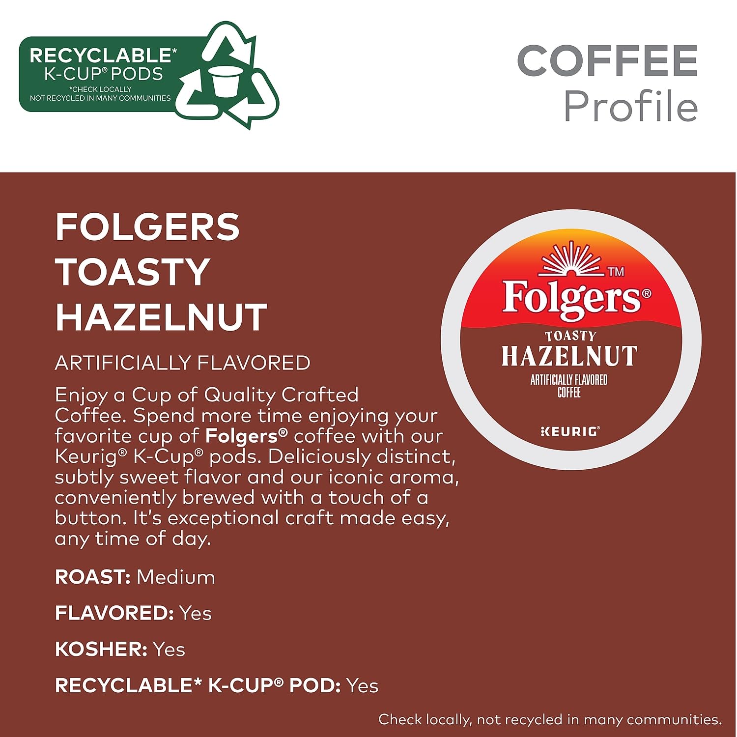 Folgers French Vanilla Artificially Flavored Coffee, Keurig K-Cup pods, 10 Count Box (Pack of 6)