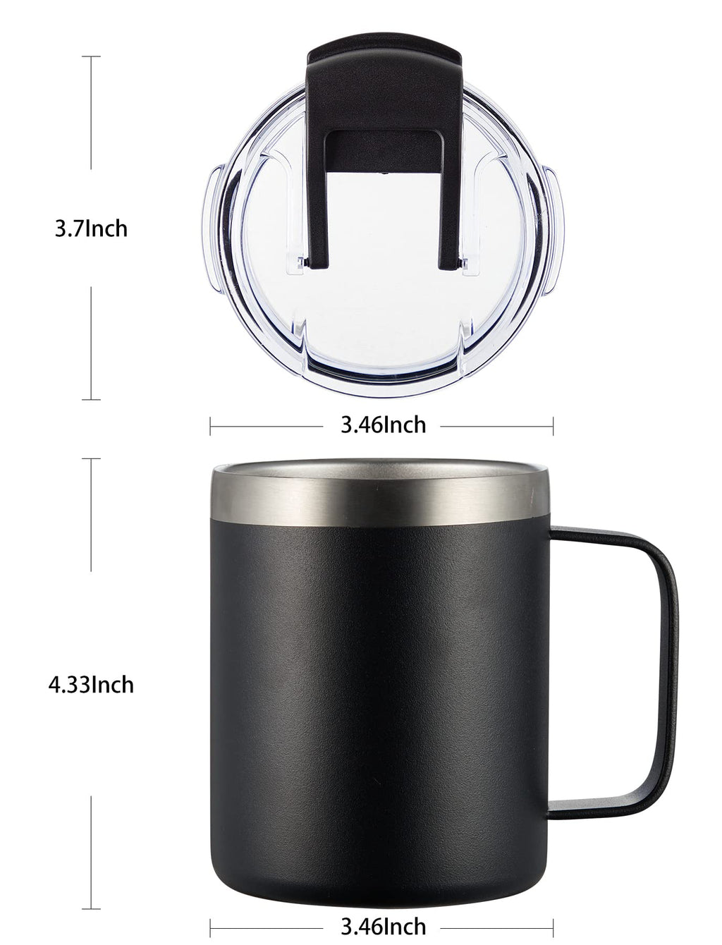 12oz Stainless Steel Insulated Coffee Mug with Handle, Double Wall Vacuum Travel Mug, Tumbler Cup with Sliding Lid, Navy