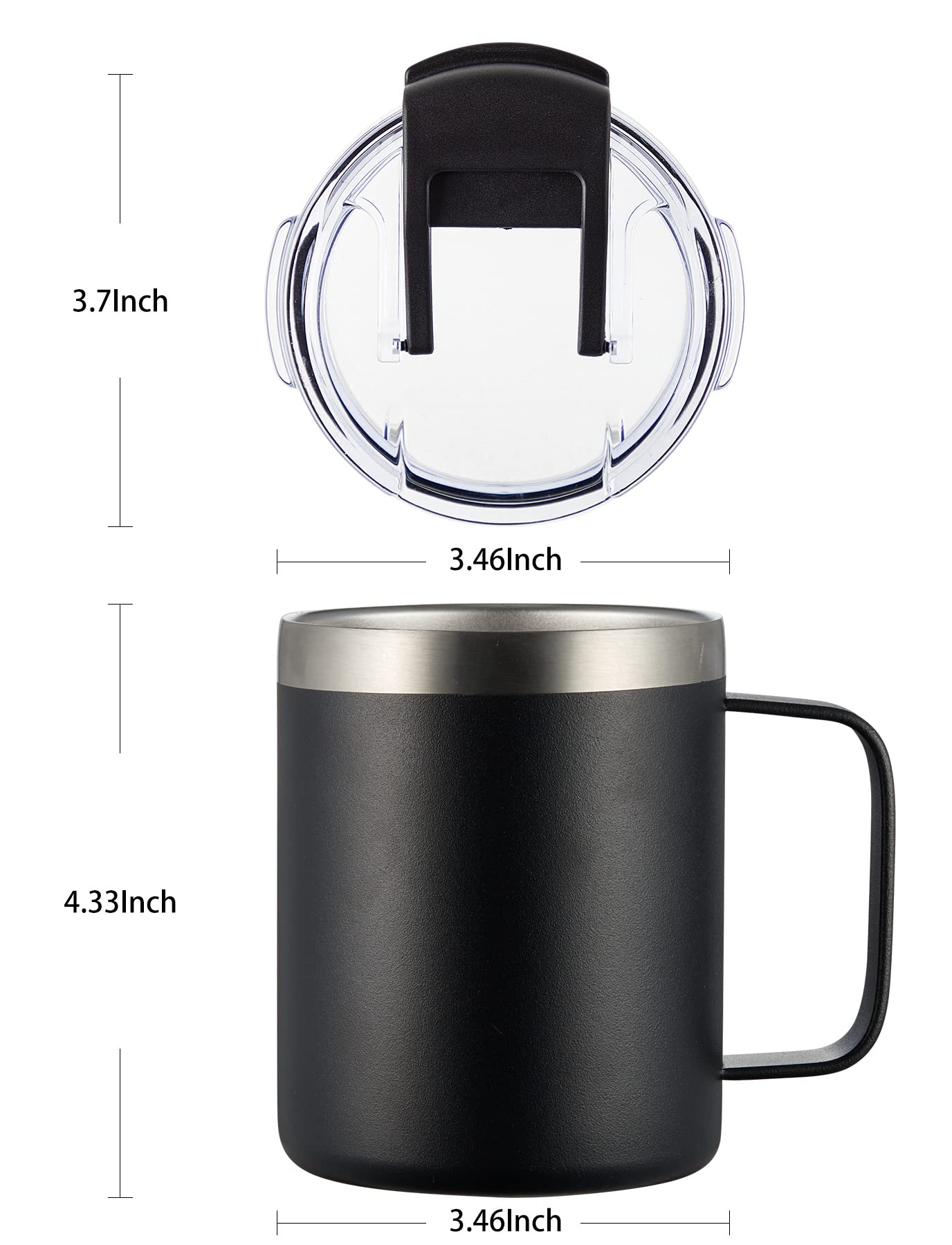 12oz Stainless Steel Insulated Coffee Mug with Handle, Double Wall Vacuum Travel Mug, Tumbler Cup with Sliding Lid, Navy