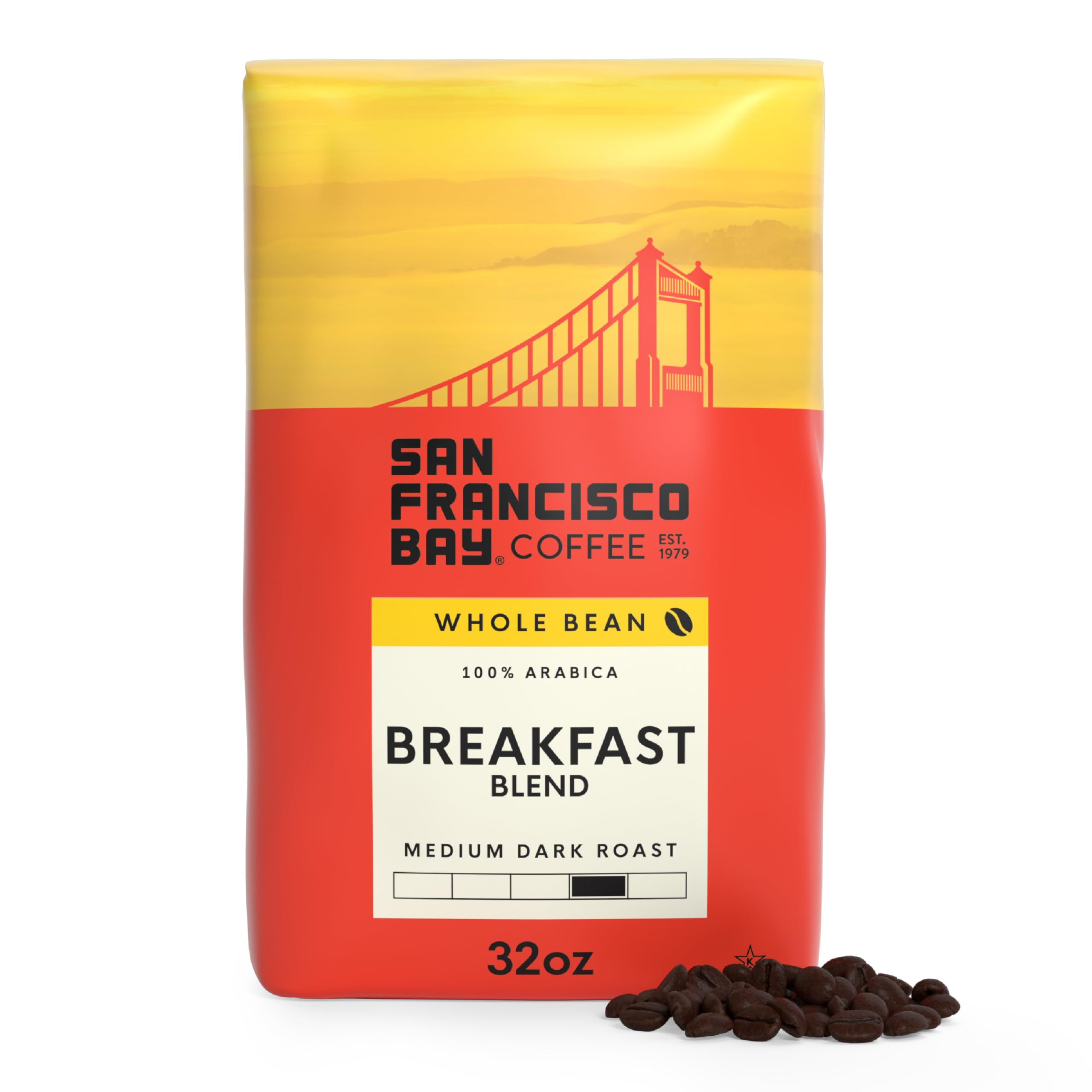 San Francisco Bay Coffee - Medium-Dark Roast Whole Bean Coffee - Fog Chaser (2 lb bag)