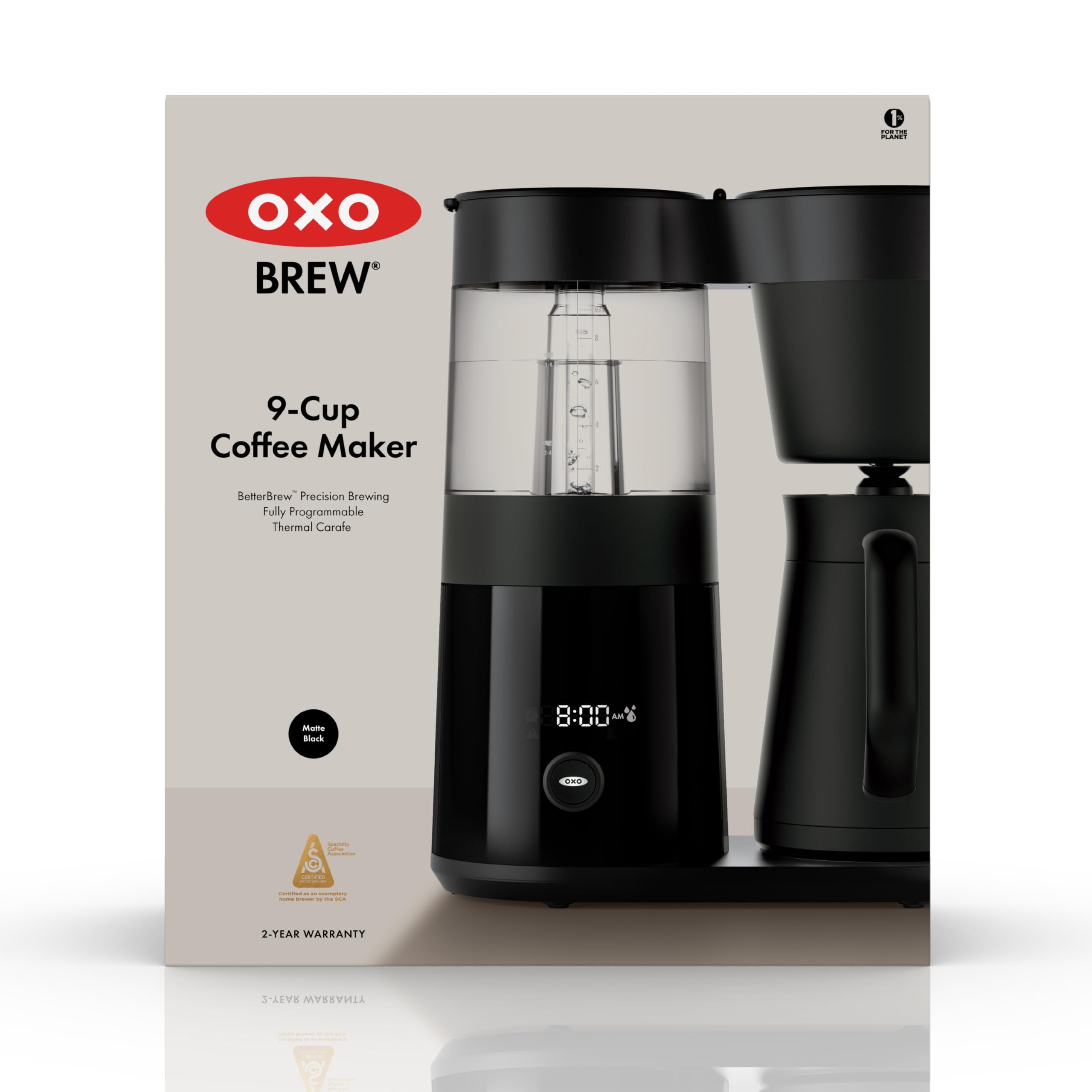 OXO Brew 9-Cup Coffee Maker – Stainless Steel, Programmable Coffee Machine with Single Serve or Full Carafe Options, SCA Certified Home Brewer