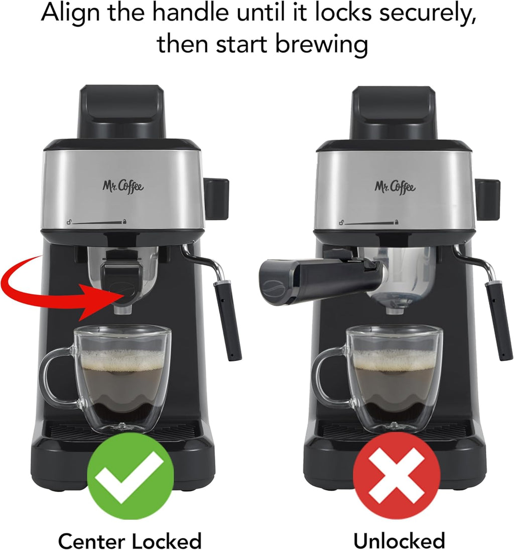 Mr. Coffee 4-Shot Steam Espresso Cappuccino and Latte Maker with Stainless Steel Frothing Pitcher