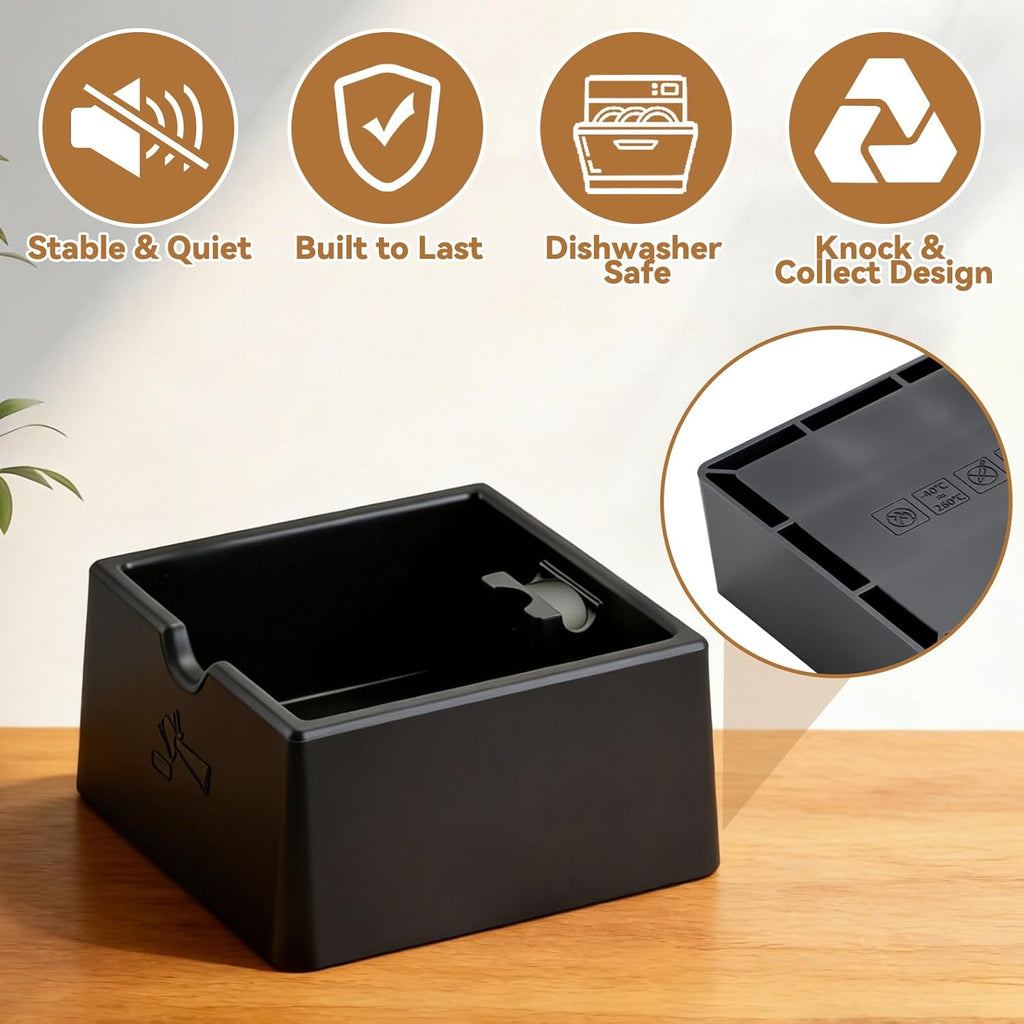 Silicone Espresso Knock Box, Quiet Non-Slip Coffee Puck Bin, Durable Barista Knock Box for Coffee Grounds, Universal Countertop Espresso Accessories