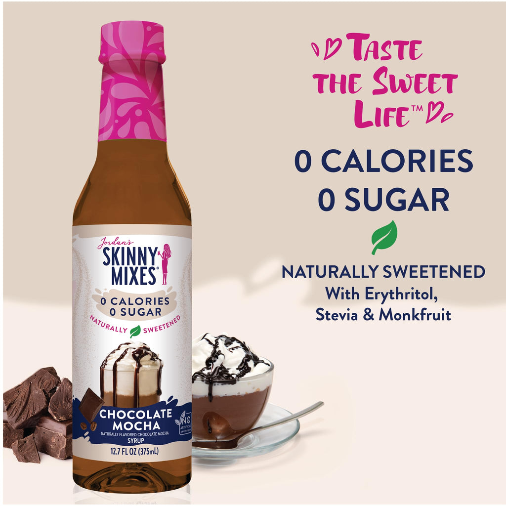 Jordan's Skinny Mixes Sugar Free Coffee Syrup, Cinnamon Dolce Coffee Flavoring Syrup, Naturally Sweetened Zero Calorie Drink Mix, Lattes, Baking or Protein Shake, Dairy & Gluten Free, 12.7 Fl Oz