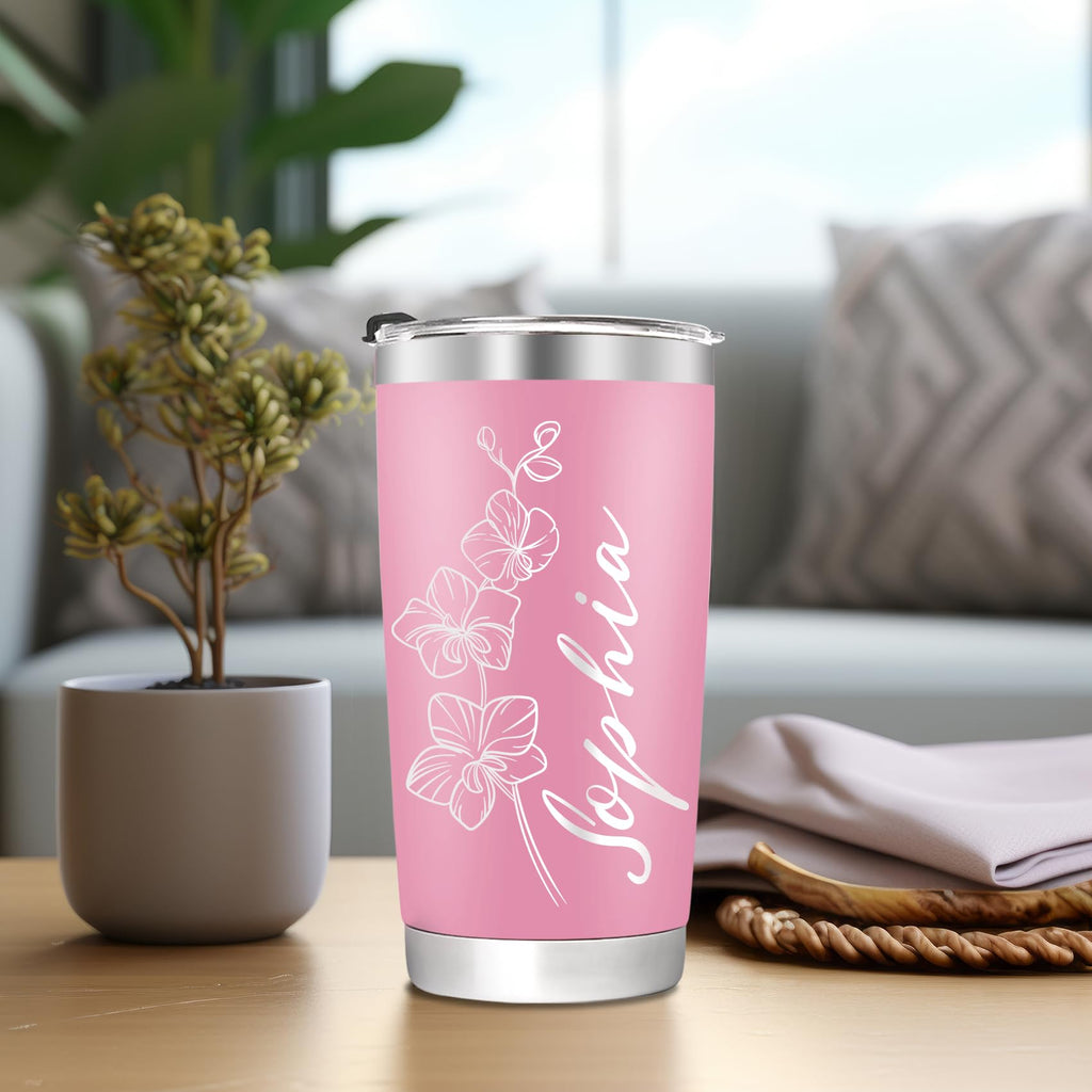Personalized Tumbler Custom Coffee Tumbler Laser Engrave with Name 20 Oz Stainless Steel Travel Tumbler Cup Mug Personalized Gifts for Birthday Christmas Anniversary for Men Women Kids