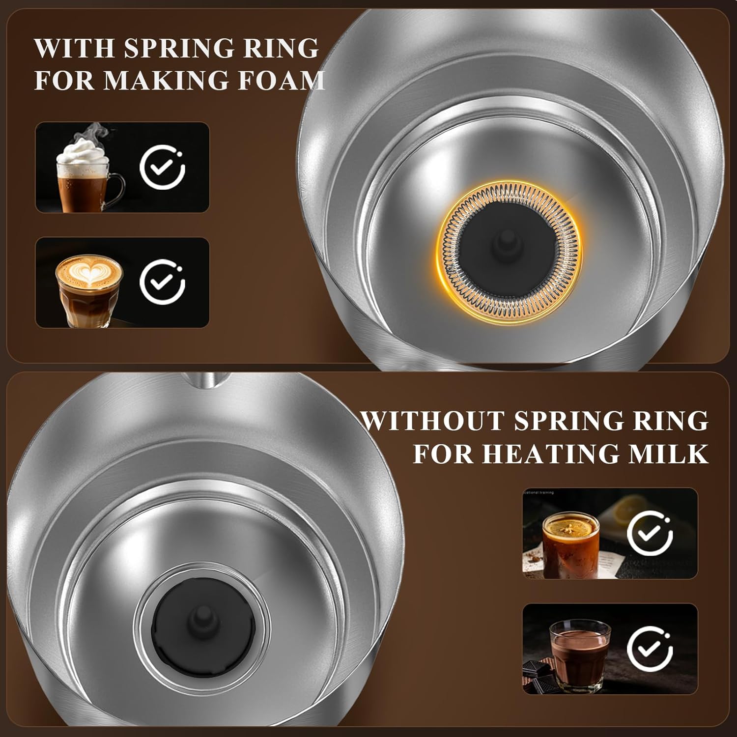 Milk Frother and Steamer, Electric Frother with Detachable Stainless Steel Jug, Hot & Cold Foam Maker for Latte, Cappuccino, Coffee, 4-in-1 Automatic Milk Warmer, 17oz Heat